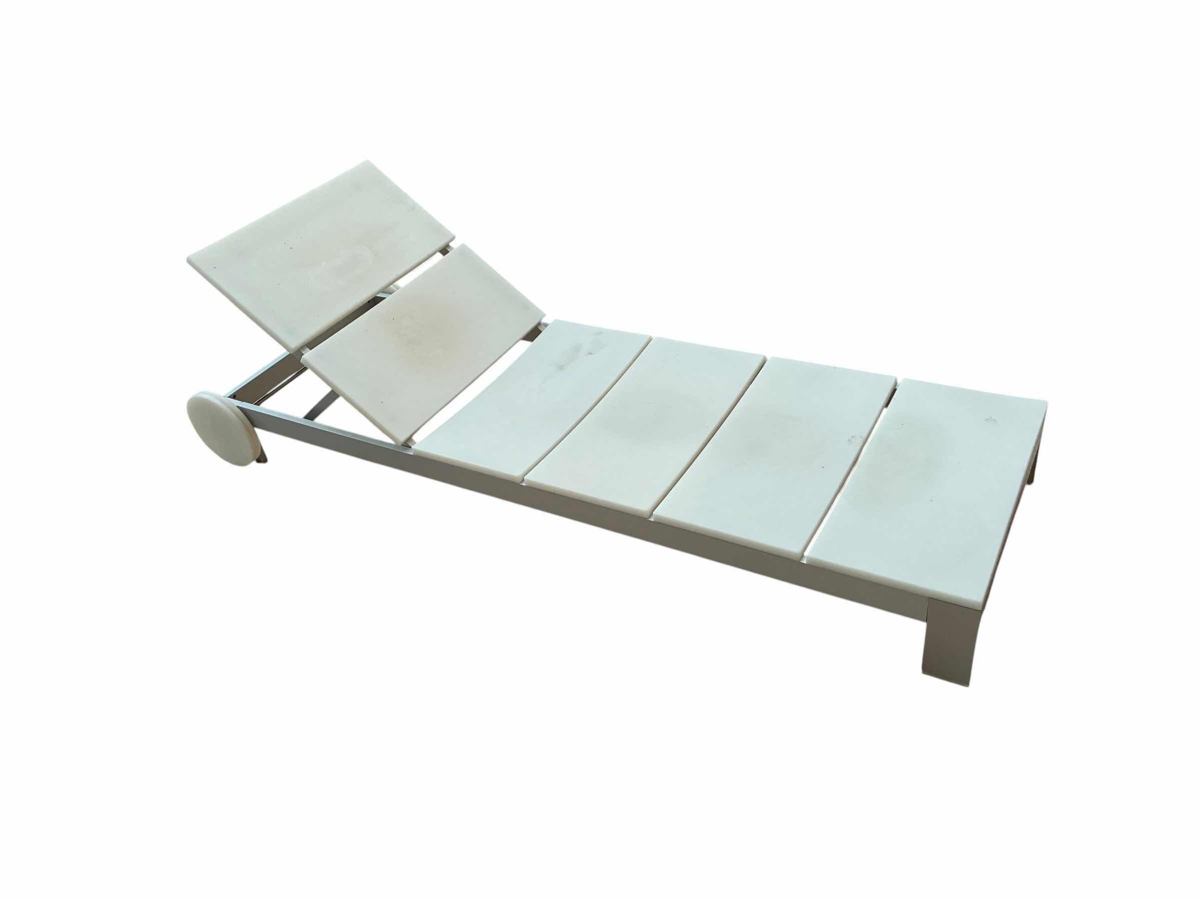 Photo 1 of BLASCO DESIGN BRUSHED CHROME & WHITE PATIO SUN LOUNGER 26” X 77” H9” $2600