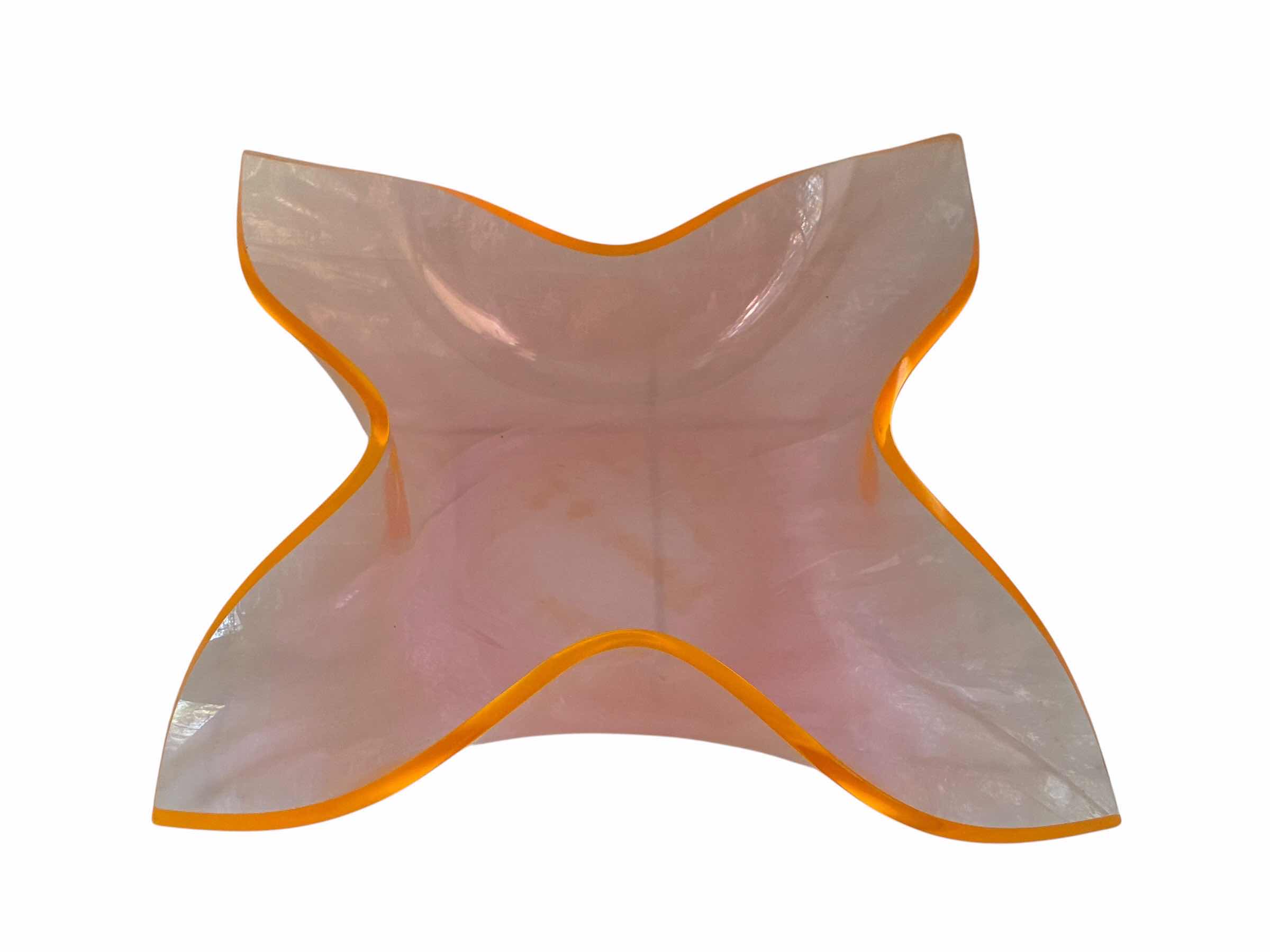 Photo 1 of PINK/ORANGE TINTED ACRYLIC STAR SCULPTED 16” DECORATIVE BOWL
