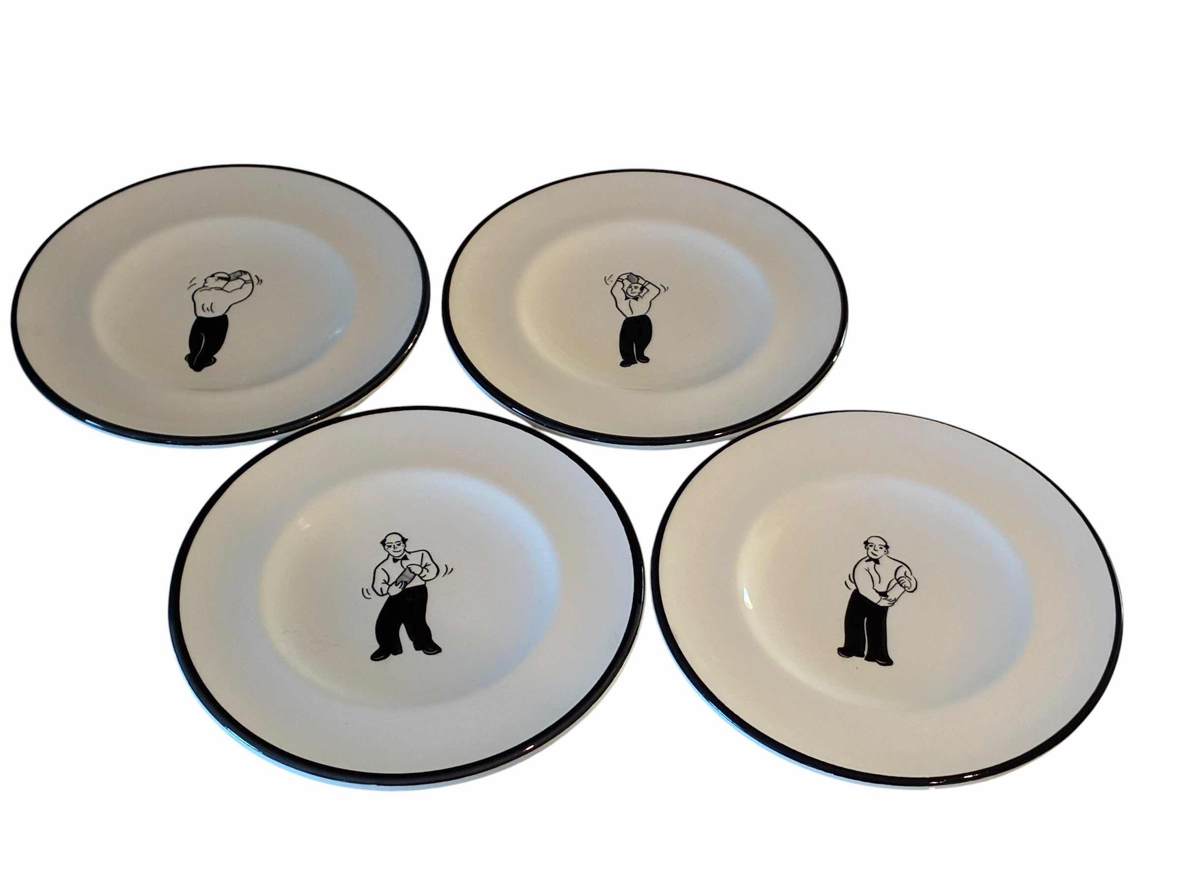 Photo 1 of BANANA REPUBLIC 4PC ITALIAN BARTENDER COMIC 8.5” PLATES