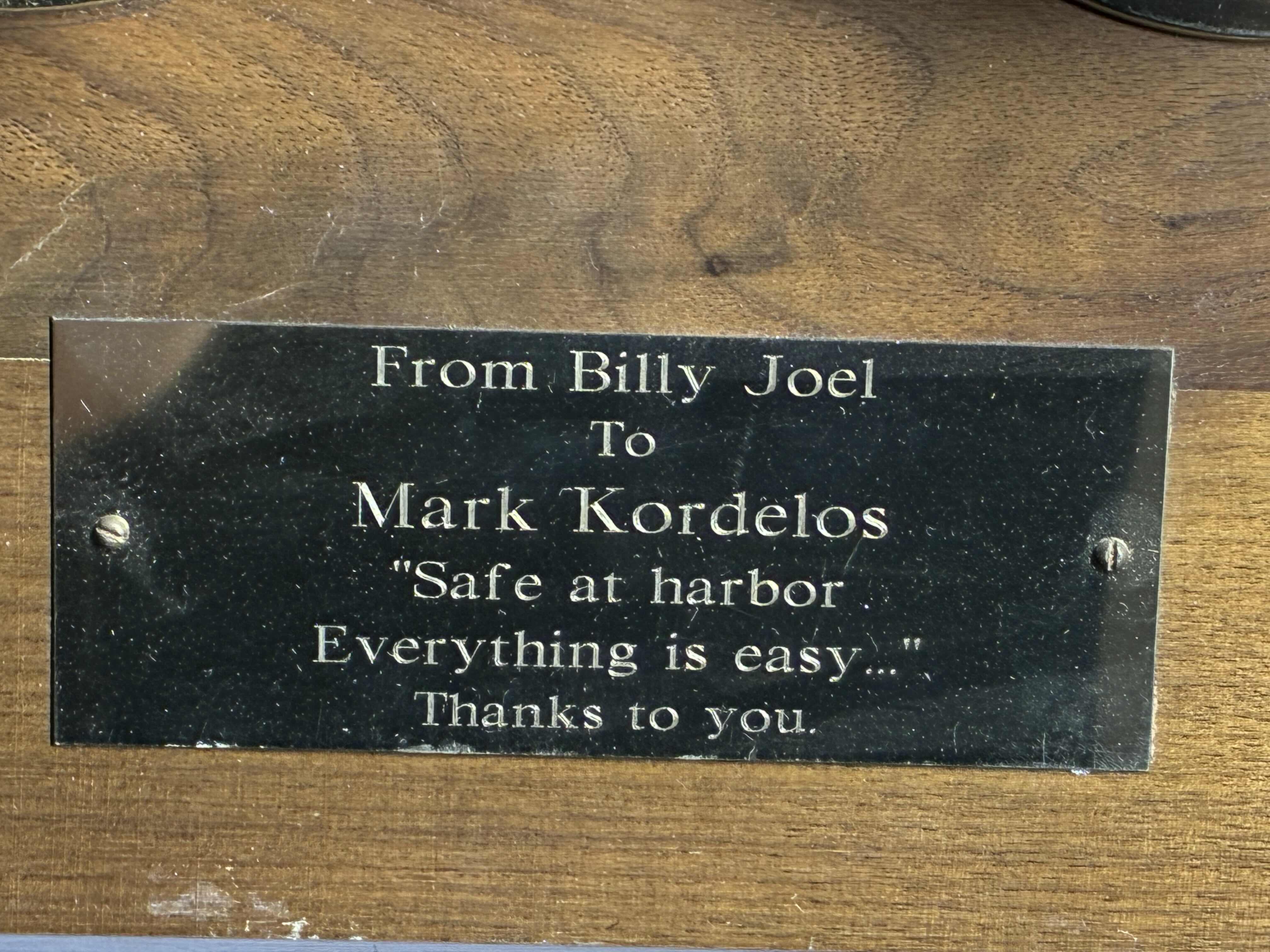 Photo 1 of FROM BILLY JOEL TO MARC KORDELOS “ SAFE AT HARBOR EVERYTHING IS EASY…” THANKS TO YOU STOCK BURGER GAUGE WOOD PLAQUE 12” X 10”