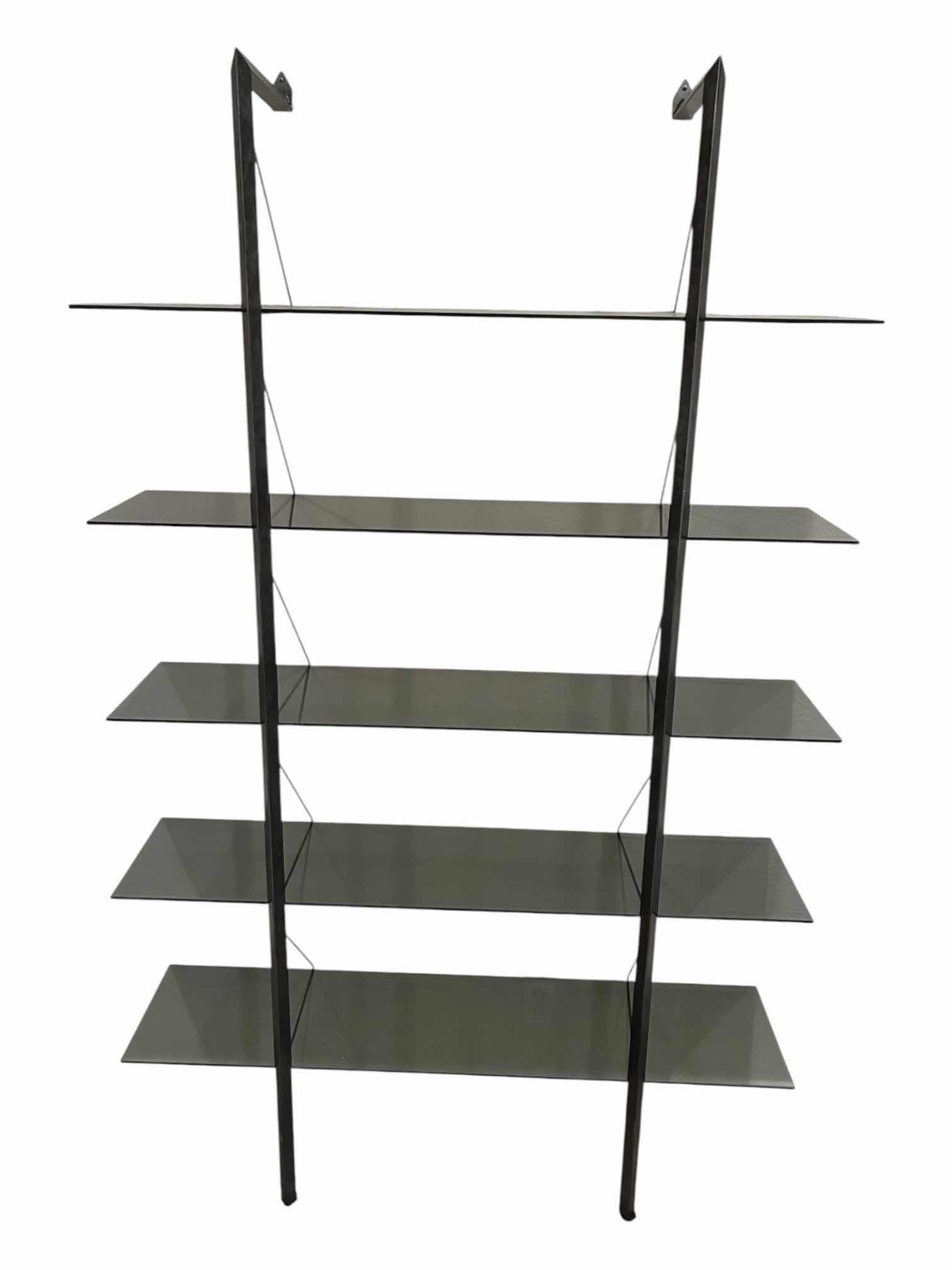Photo 1 of GALVANIZED STEEL FRAMED GLASS SHELF 5-TIER MOUNTED WALL UNIT 46” X 13“ H74“