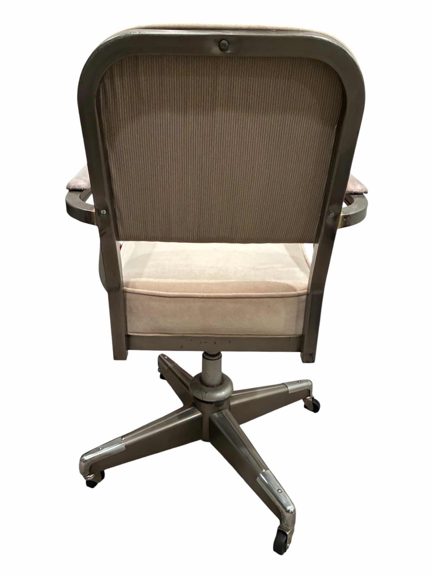 Photo 1 of HEAVY DUTY STEEL PADDED ROLLING WORKSHOP OFFICE CHAIR
