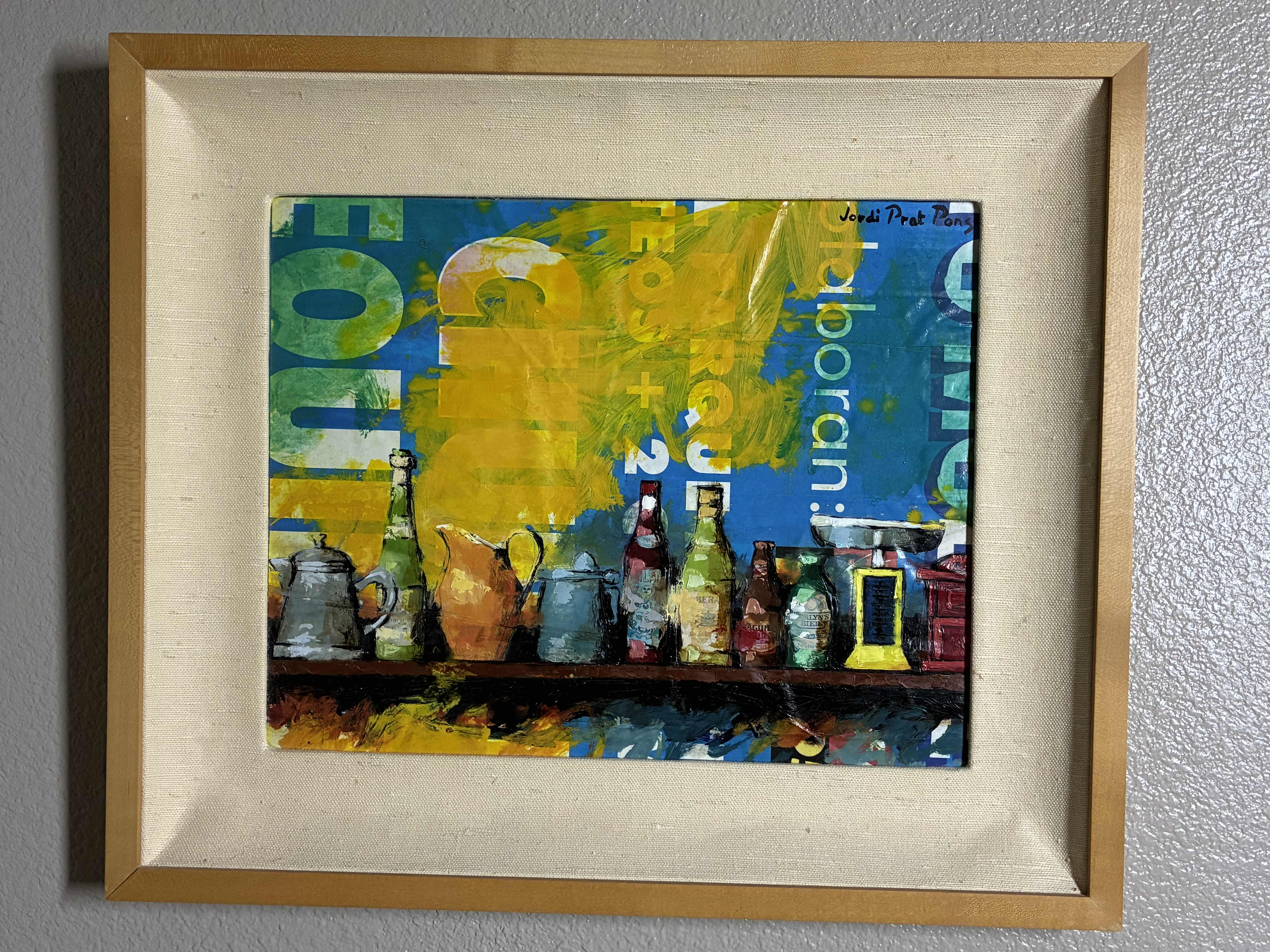 Photo 1 of MIXED MEDIA ABSTRACT COLLAGE PAINTING BY JOODI PRATT PONS FRAMED ARTWORK 19” X 16”