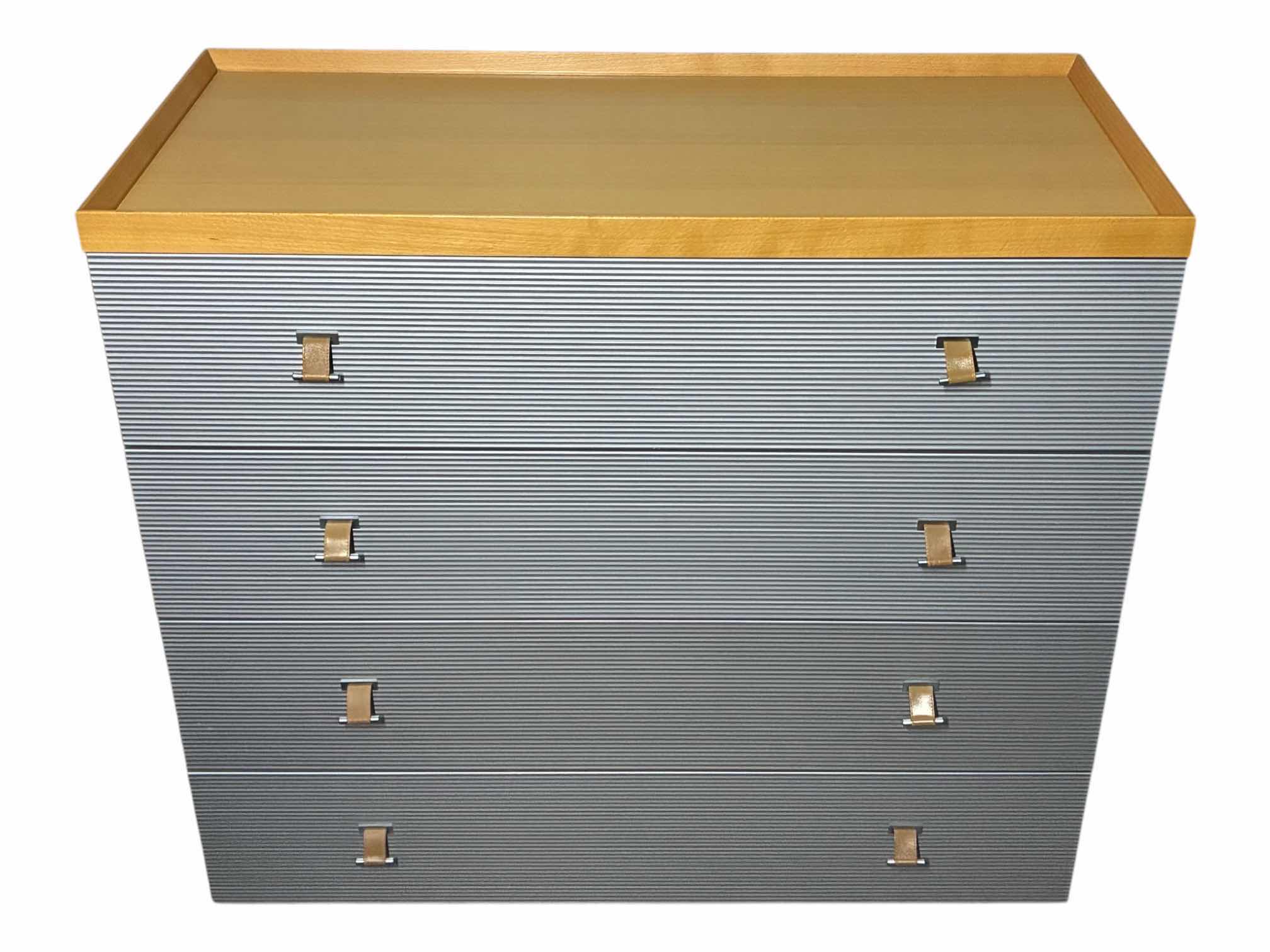 Photo 1 of LIGNE ROSET NATURAL WOOD METALLIC DRAWER DRESSER 38.5” X 19” X 36”