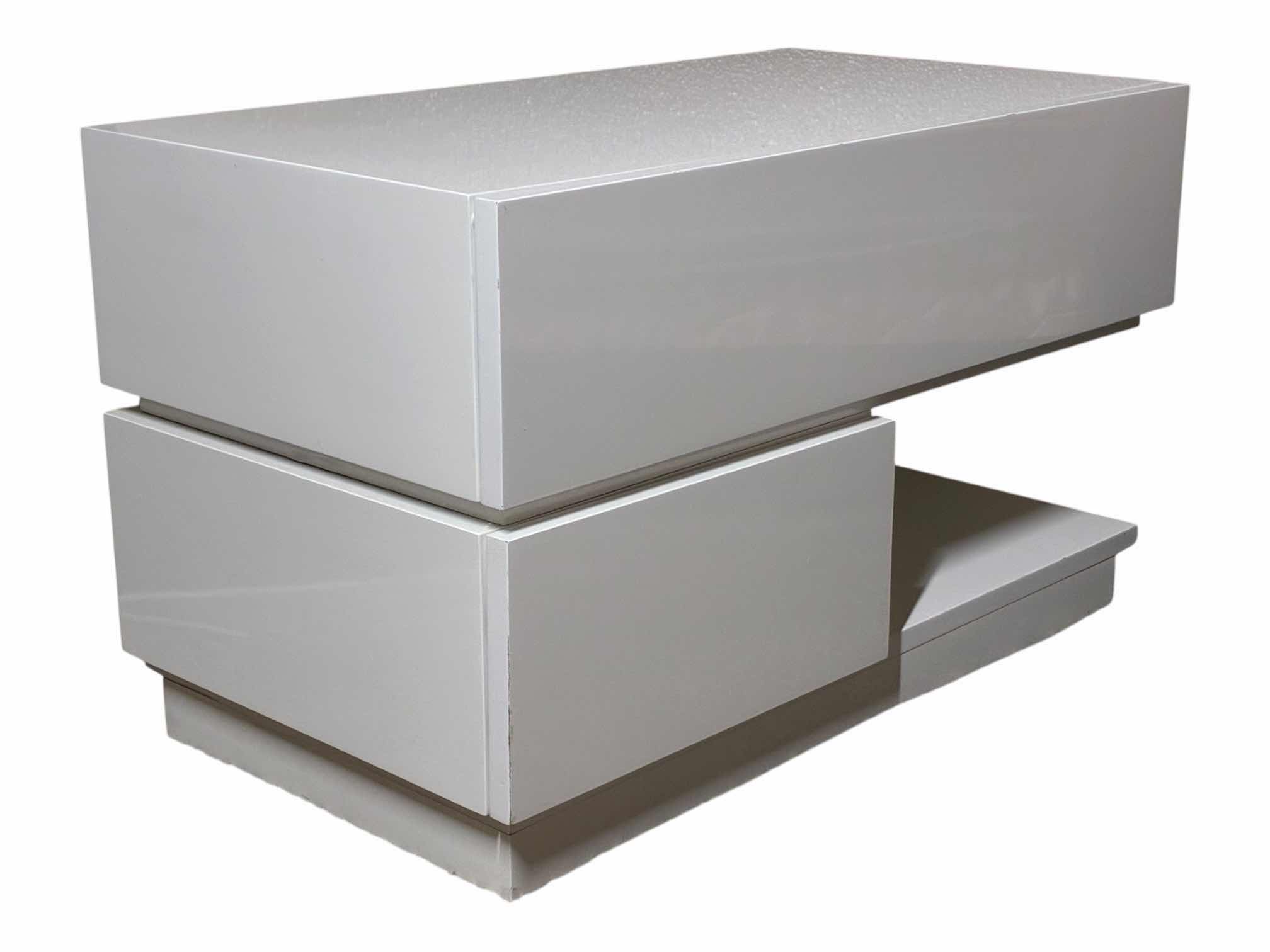 View 2 of MODERN WHITE LAMINATE WOOD 1-DRAWER/1-DOOR MEDIA CABINET 29“ X 16“ X 17.5“