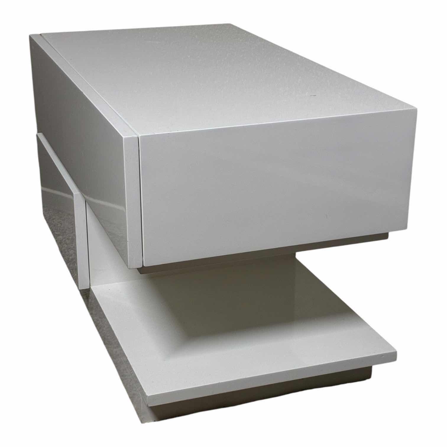 View 3 of MODERN WHITE LAMINATE WOOD 1-DRAWER/1-DOOR MEDIA CABINET 29“ X 16“ X 17.5“
