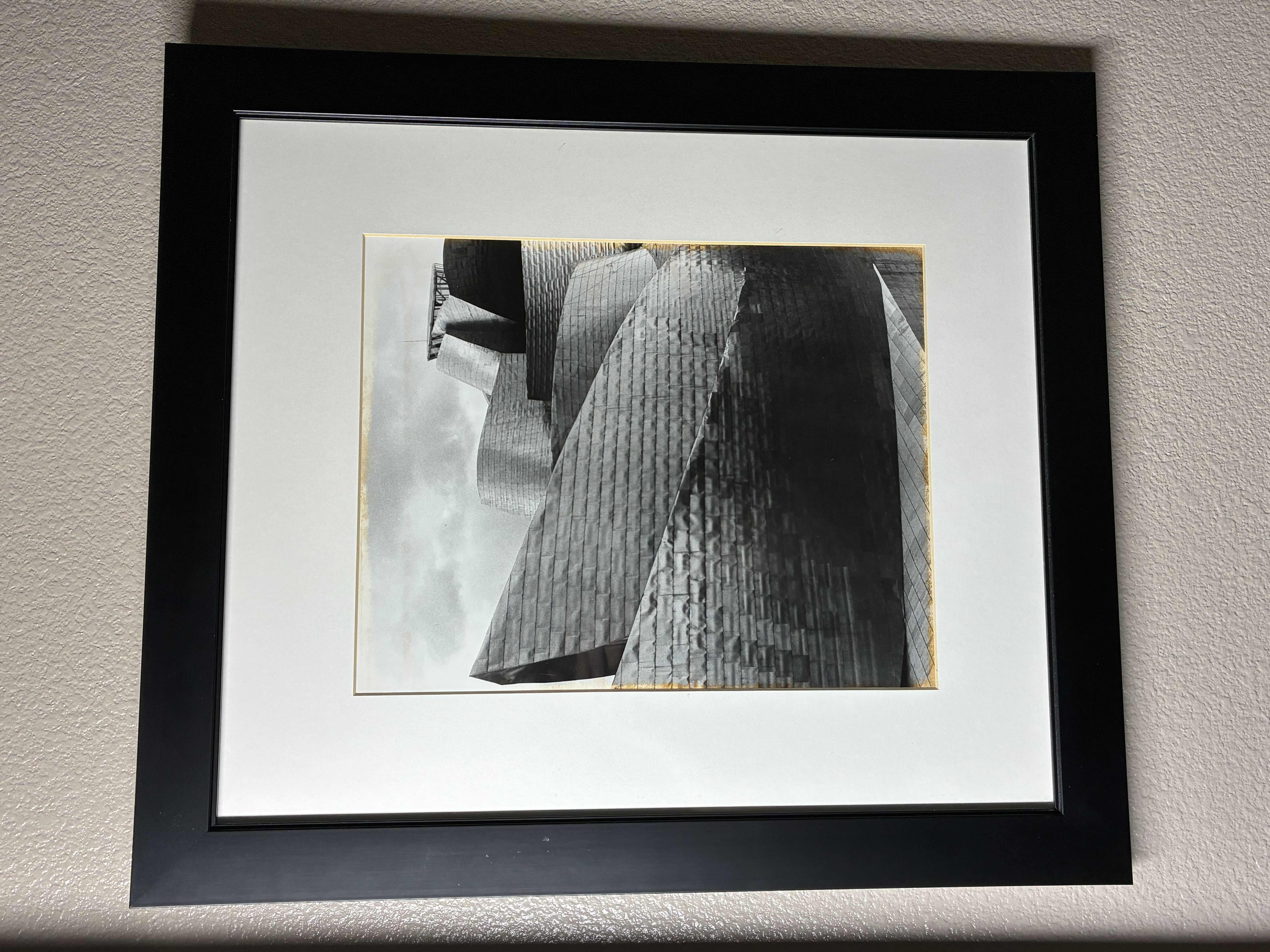 View 1 of GUGGENHEIM BILBAO MUSEUM BY ARCHITECT FRANK GEHRY FLARED BLACK & WHITE FRAMED PHOTOGRAPH ARTWORK 20“ X 23“