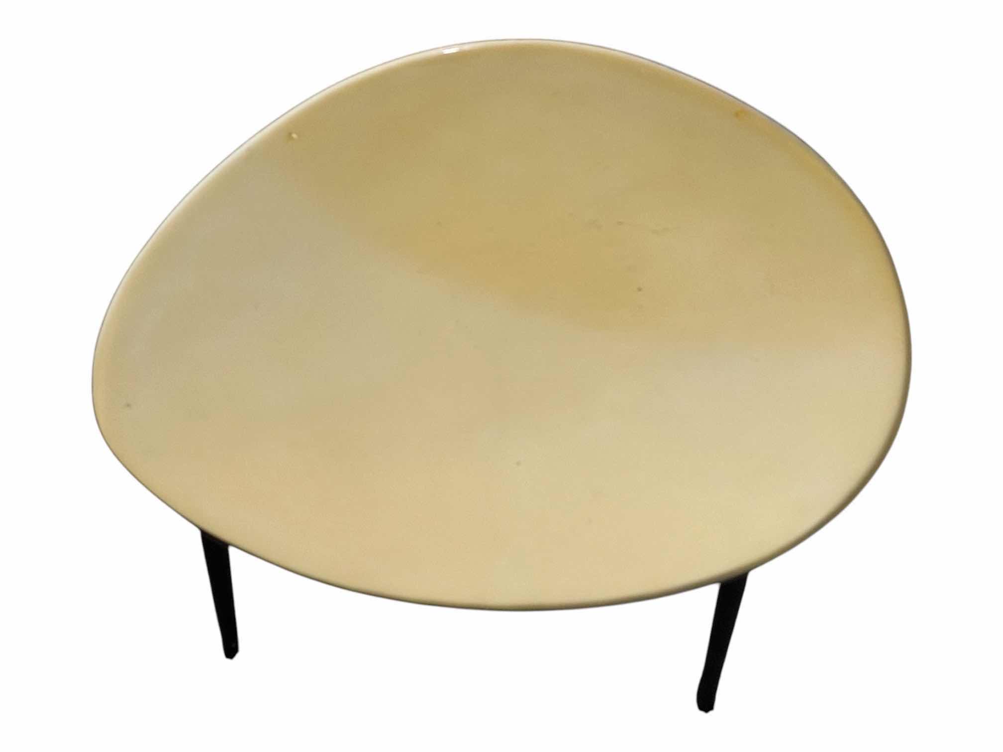 Photo 1 of DISTORTED YELLOW LILY PAD SHAPED METAL SIDE TABLE 23” X 13”