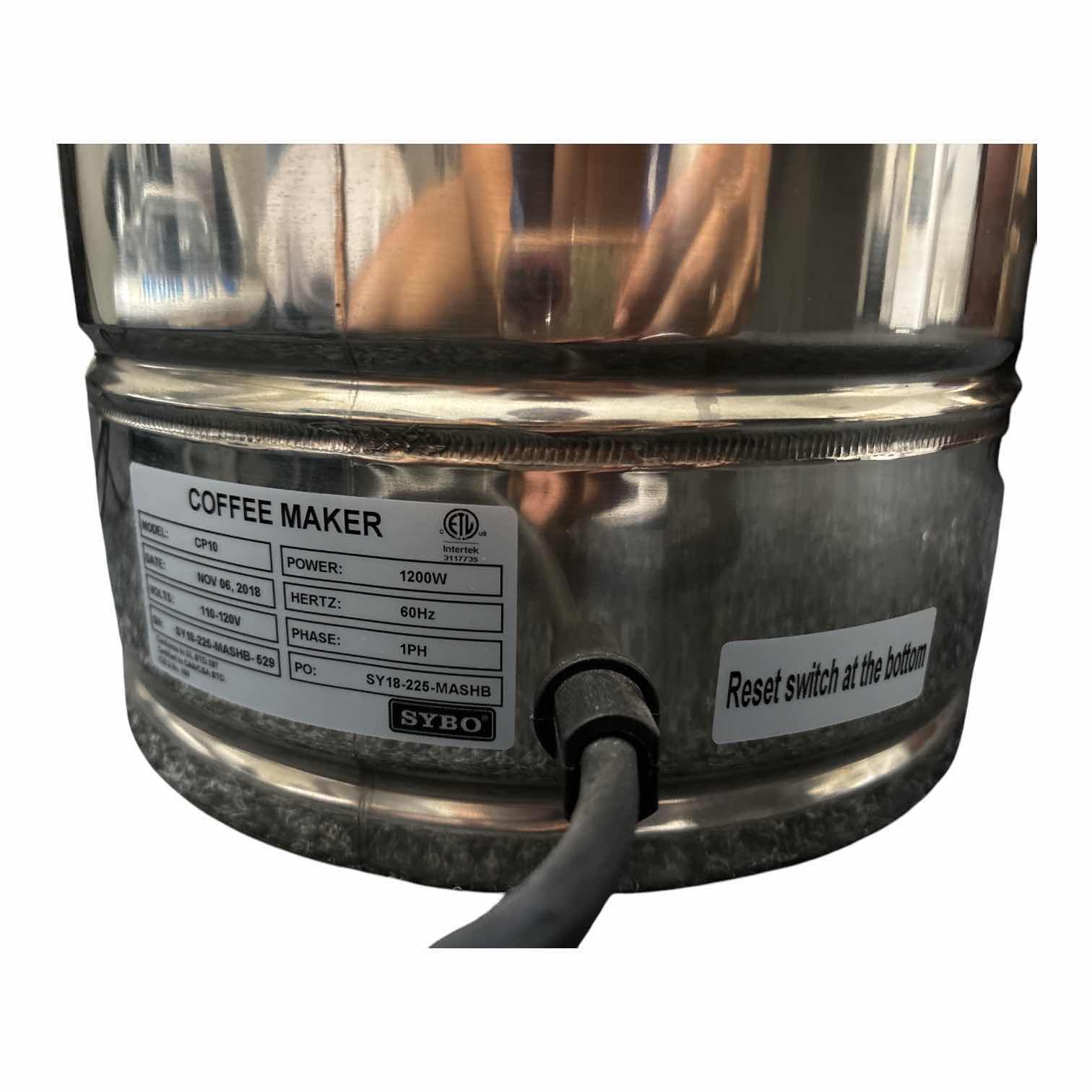 Photo 1 of SYBO STAINLESS STEEL INDUSTRIAL COFFEE MAKER 10L
