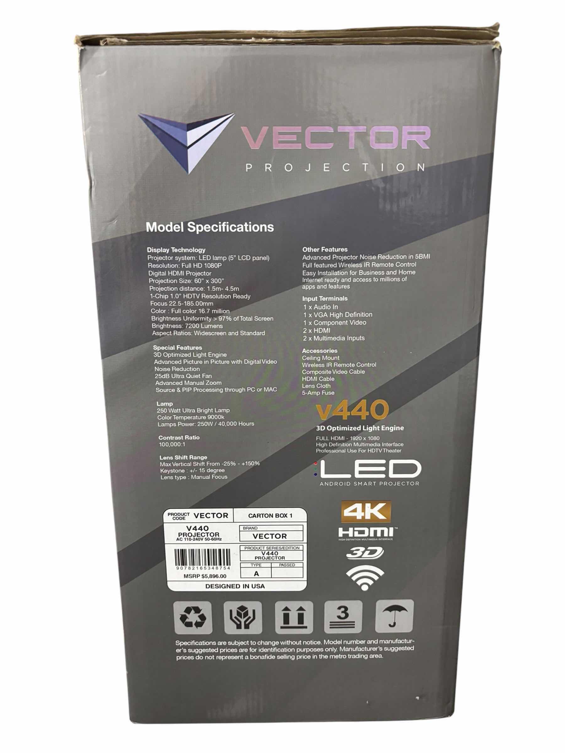 Photo 1 of VECTOR PROJECTION LED ANDROID SMART PROJECTOR