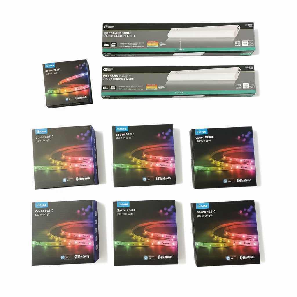 Photo 1 of (9)PCS COMMERCIAL UNDER CABINET WHITE LIGHT & GOVEE LED STRIP LIGHTS