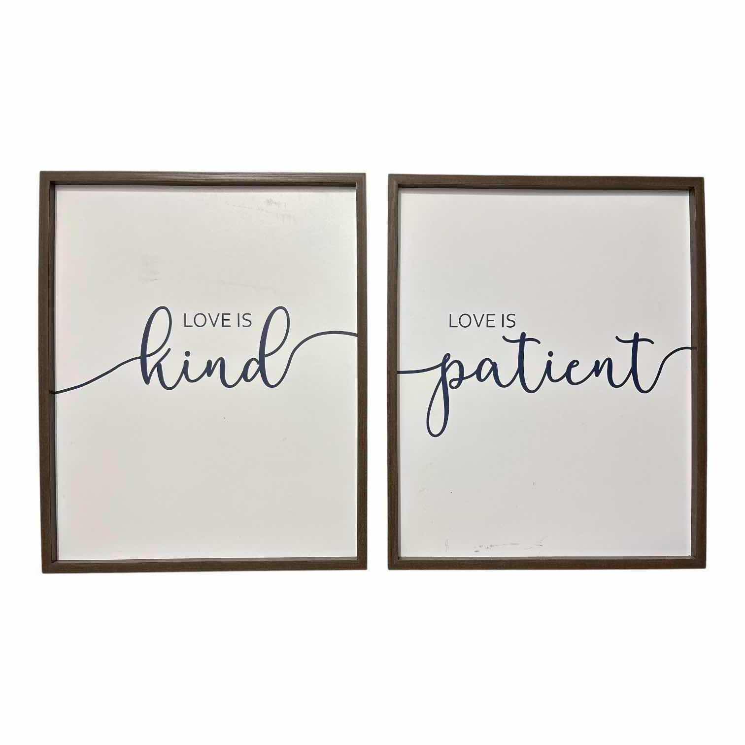 Photo 1 of (2)PCS LOVE PATIENT AND KIND WALL ART 17”X21”