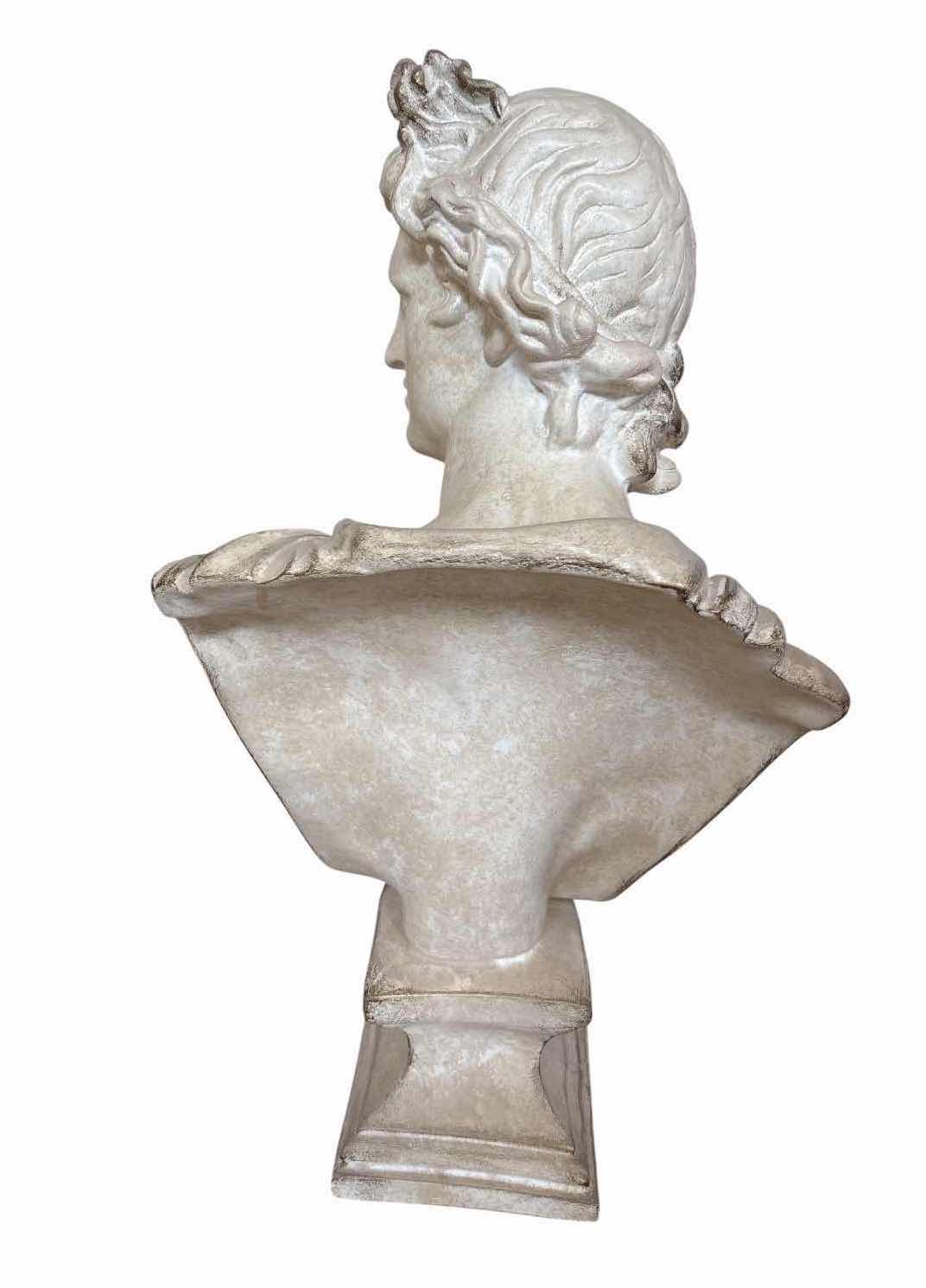 Photo 1 of LARGE CLASSICAL APOLLO GRECO-ROMAN BUST SCULPTURE ON PEDESTAL H24”