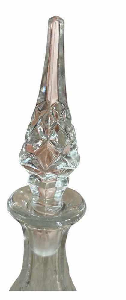 Photo 1 of VINTAGE CUT CRYSTAL DECANTER WITH FROSTED PANELS & FACETED STOPPER H16”