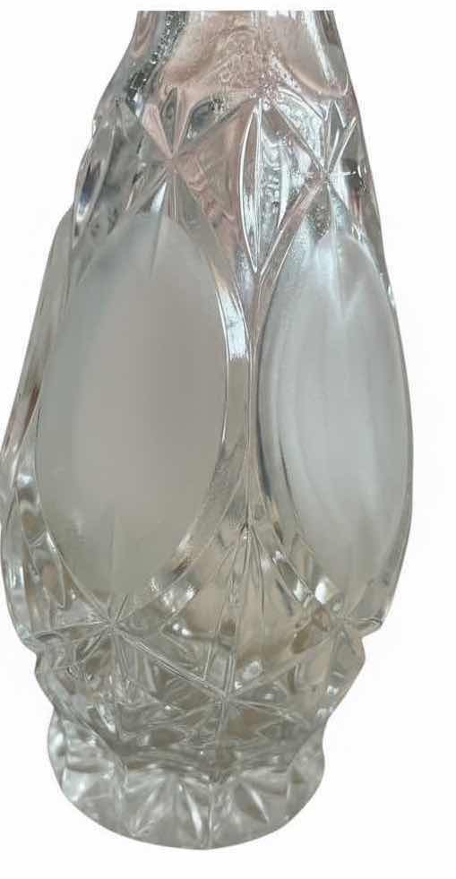 Photo 1 of VINTAGE CUT CRYSTAL DECANTER WITH FROSTED PANELS & FACETED STOPPER H16”