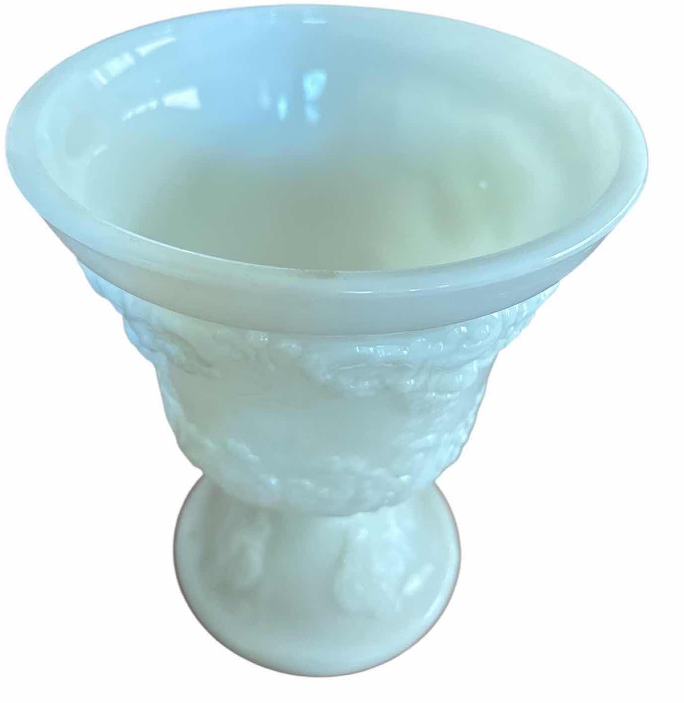 Photo 1 of VINTAGE WESTMORELAND MILK GLASS GRAPE PEDESTAL COMPOTE – CLEVELAND OHIO H7” $60