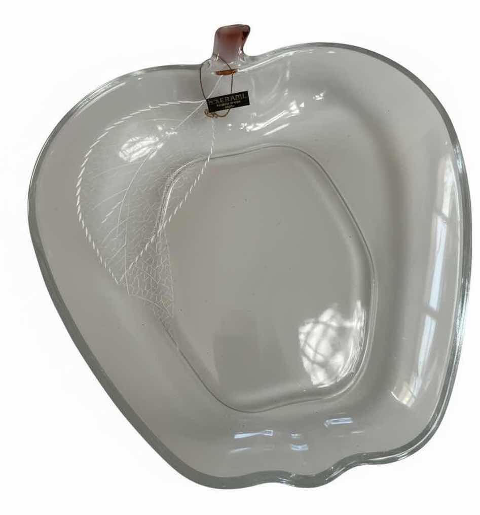 Photo 1 of HOME BEAUTIFUL CRYSTAL APPLE-SHAPED SERVING PLATTER IN ORIGINAL BOX 13.5”