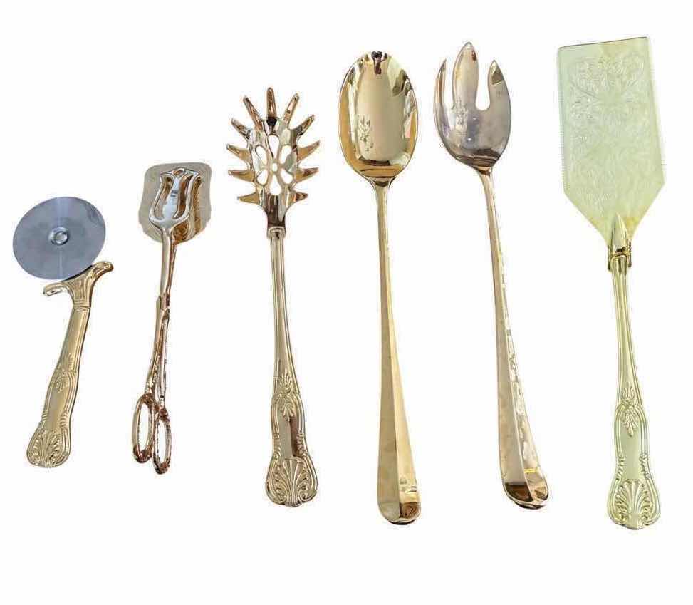 Photo 1 of (5)PCS GOLD-TONE SERVING UTENSIL $45