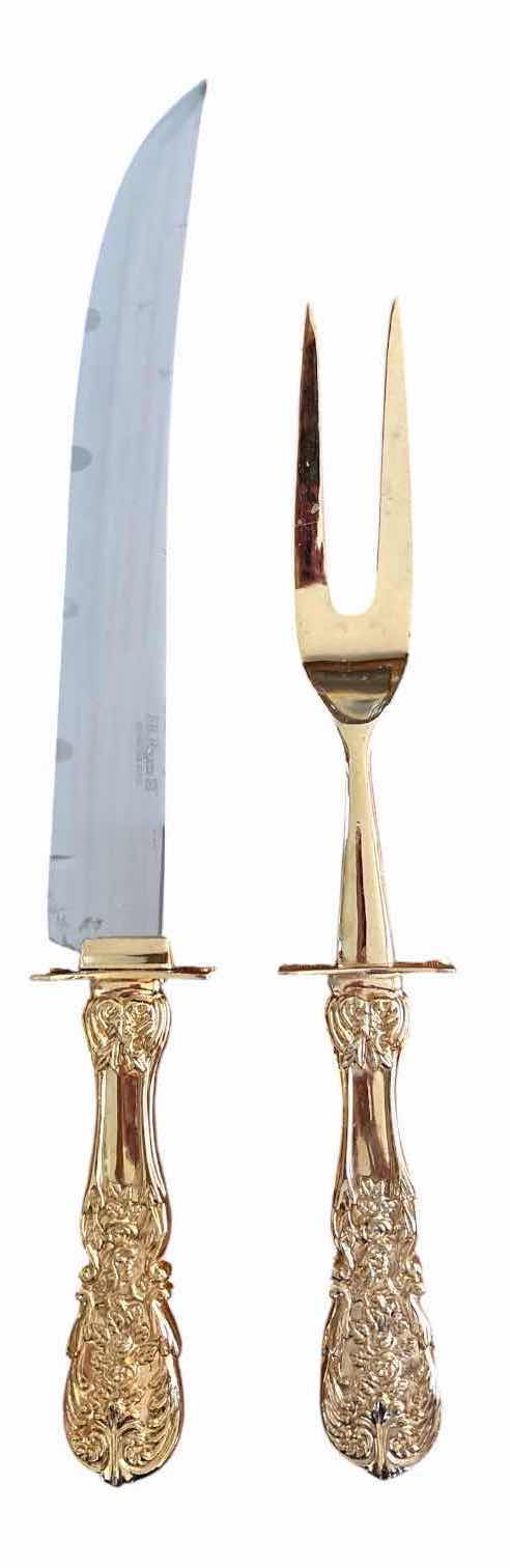 Photo 1 of WM. ROGERS GOLD-TONE CARVING KNIFE & FORK SET