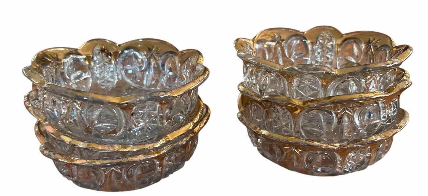 Photo 1 of (6)PCS SET OF 6 VINTAGE CUT GLASS DESSERT BOWLS D4.5”