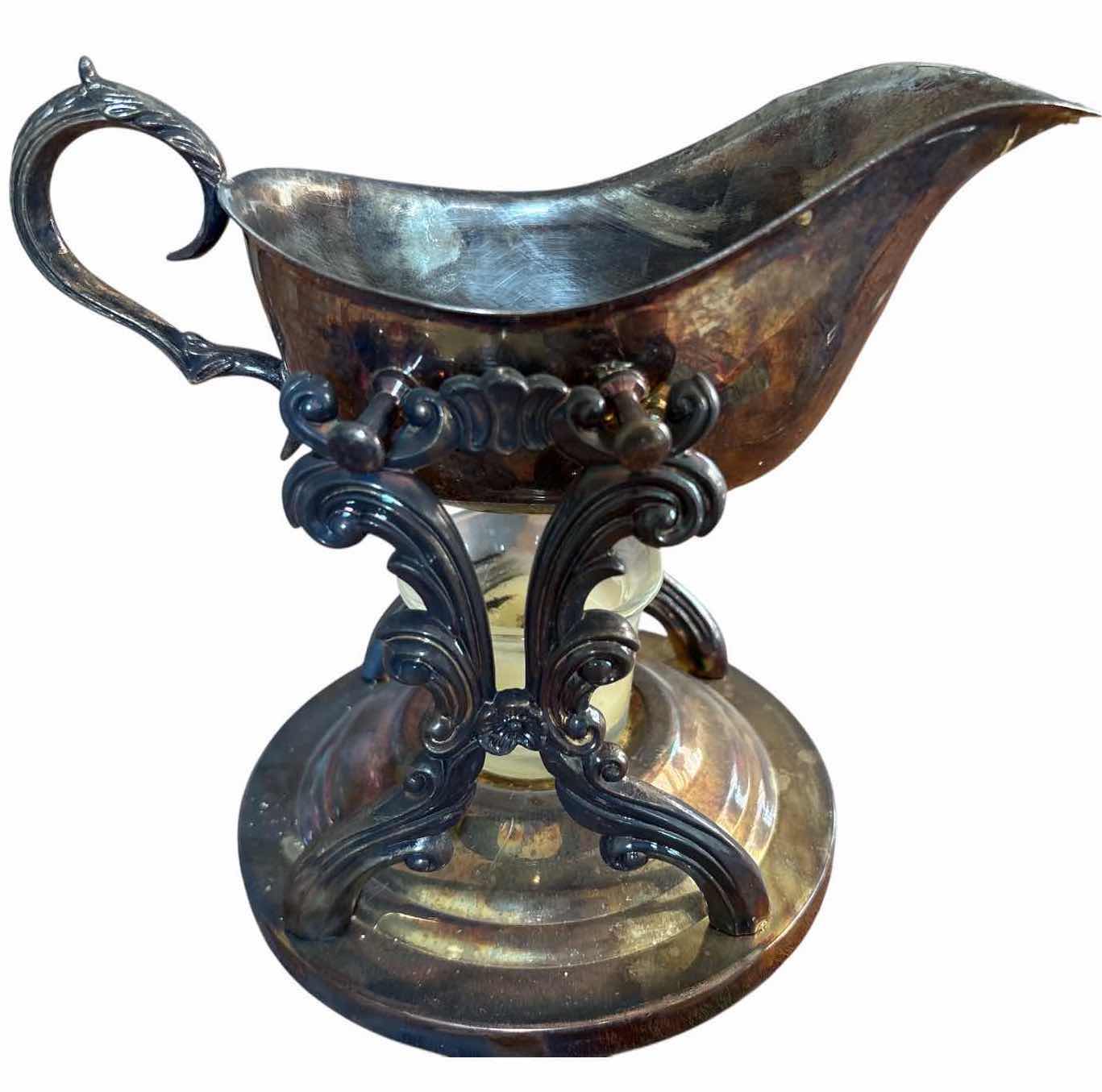 Photo 1 of VINTAGE ORNATE CANDLE-WARMING GRAVY BOAT H7”