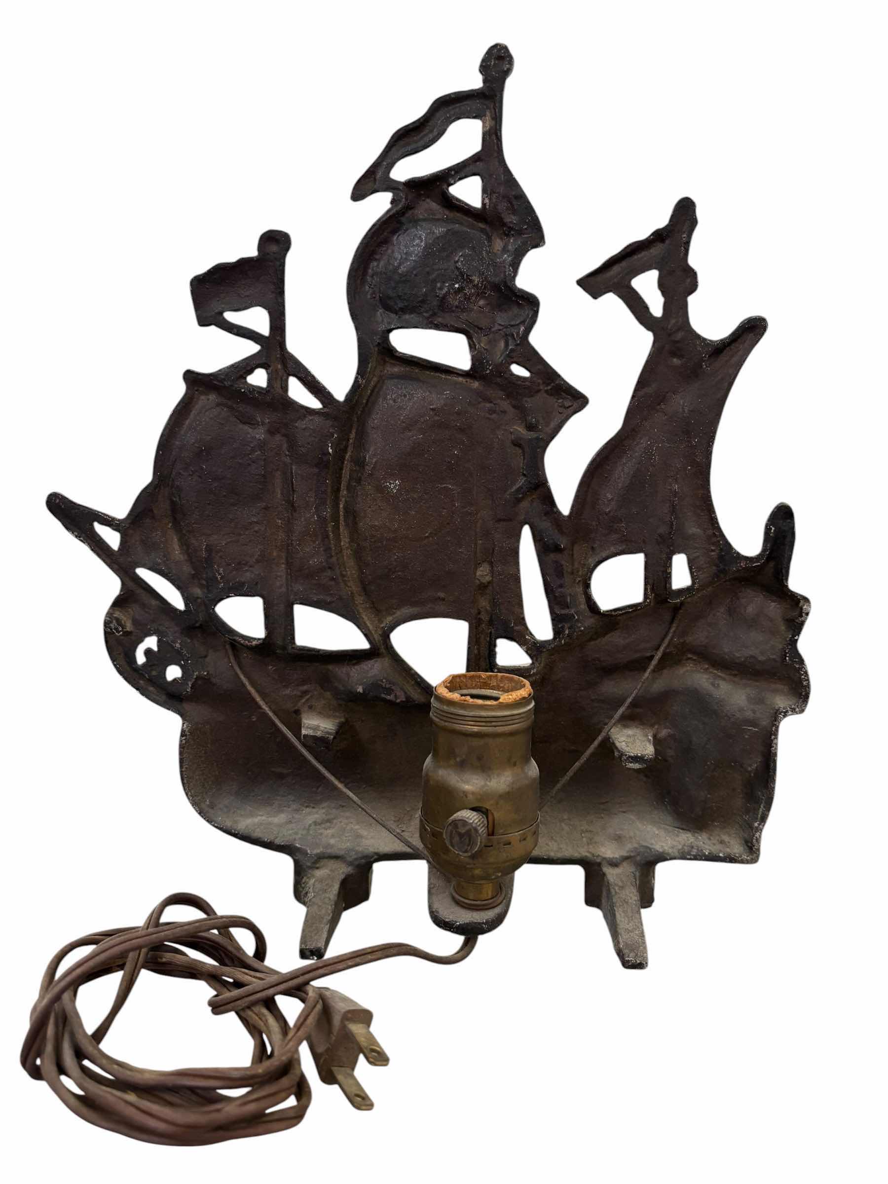 Photo 1 of VINTAGE CAST IRON SAILING SHIP LAMP H12”