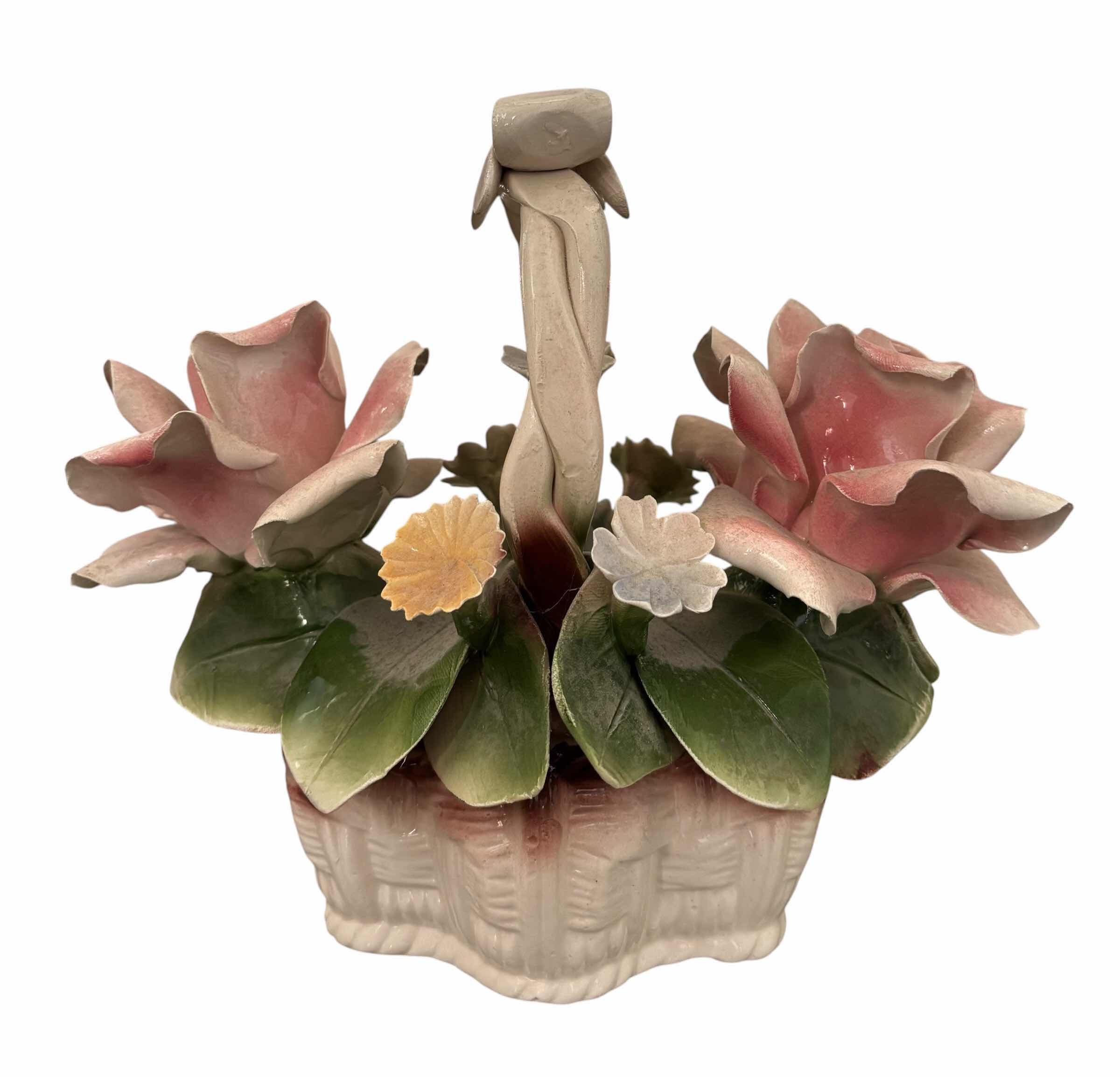 Photo 1 of VINTAGE CAPODIMONTE PORCELAIN FLORAL CENTERPIECE H8”