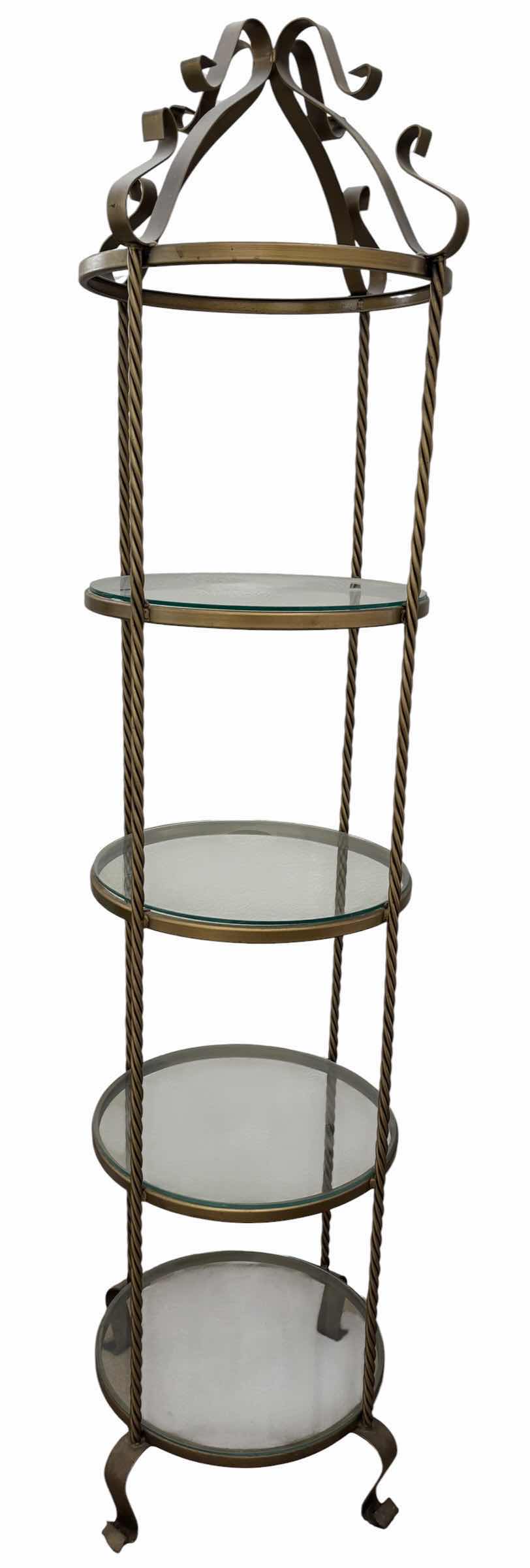 Photo 1 of VINTAGE WROUGHT IRON & GLASS ETAGERE H70”
