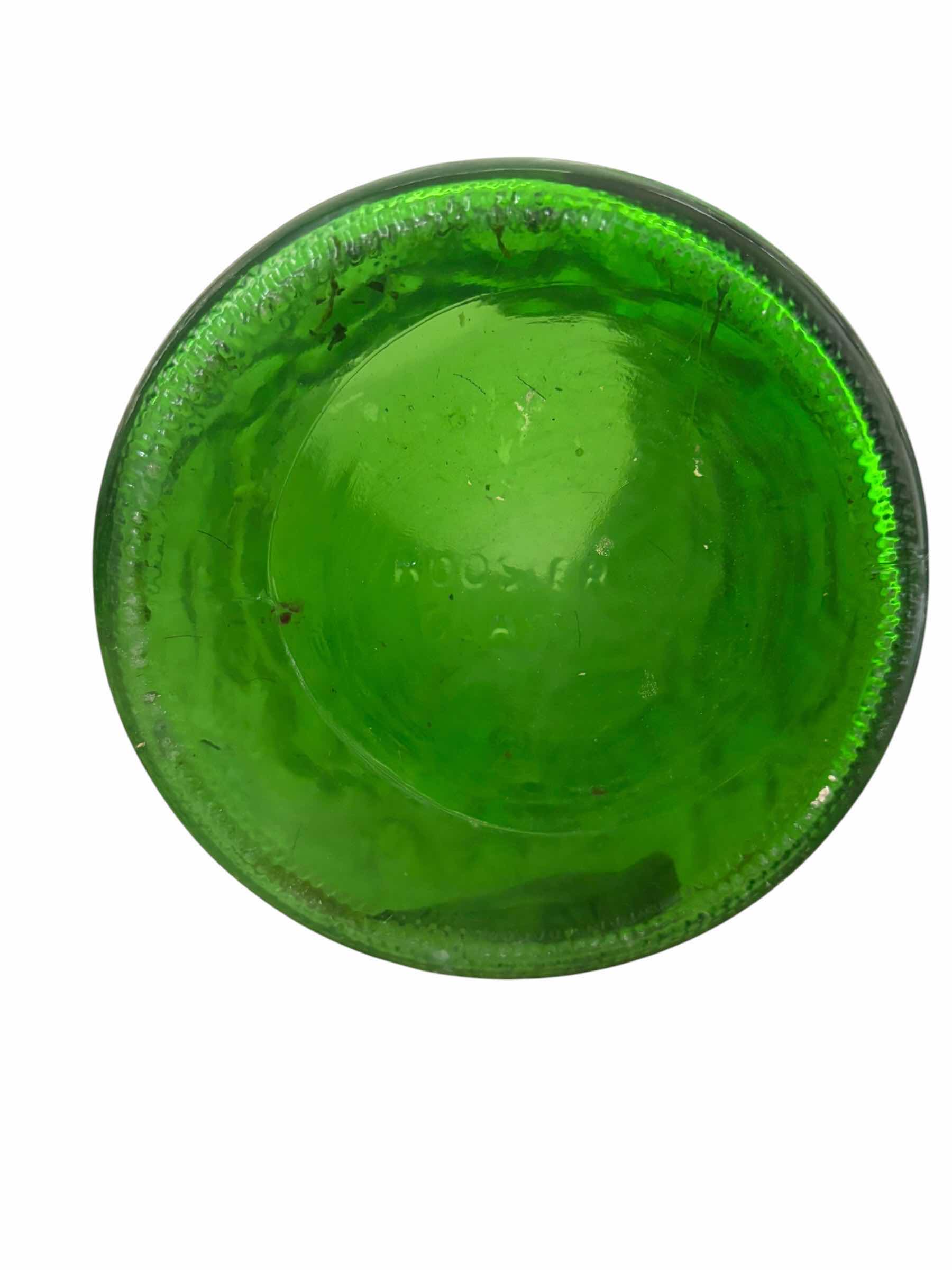 Photo 1 of GREEN GLASS VASES (2) H10” (ONE IS HOOSIER GLASS)
