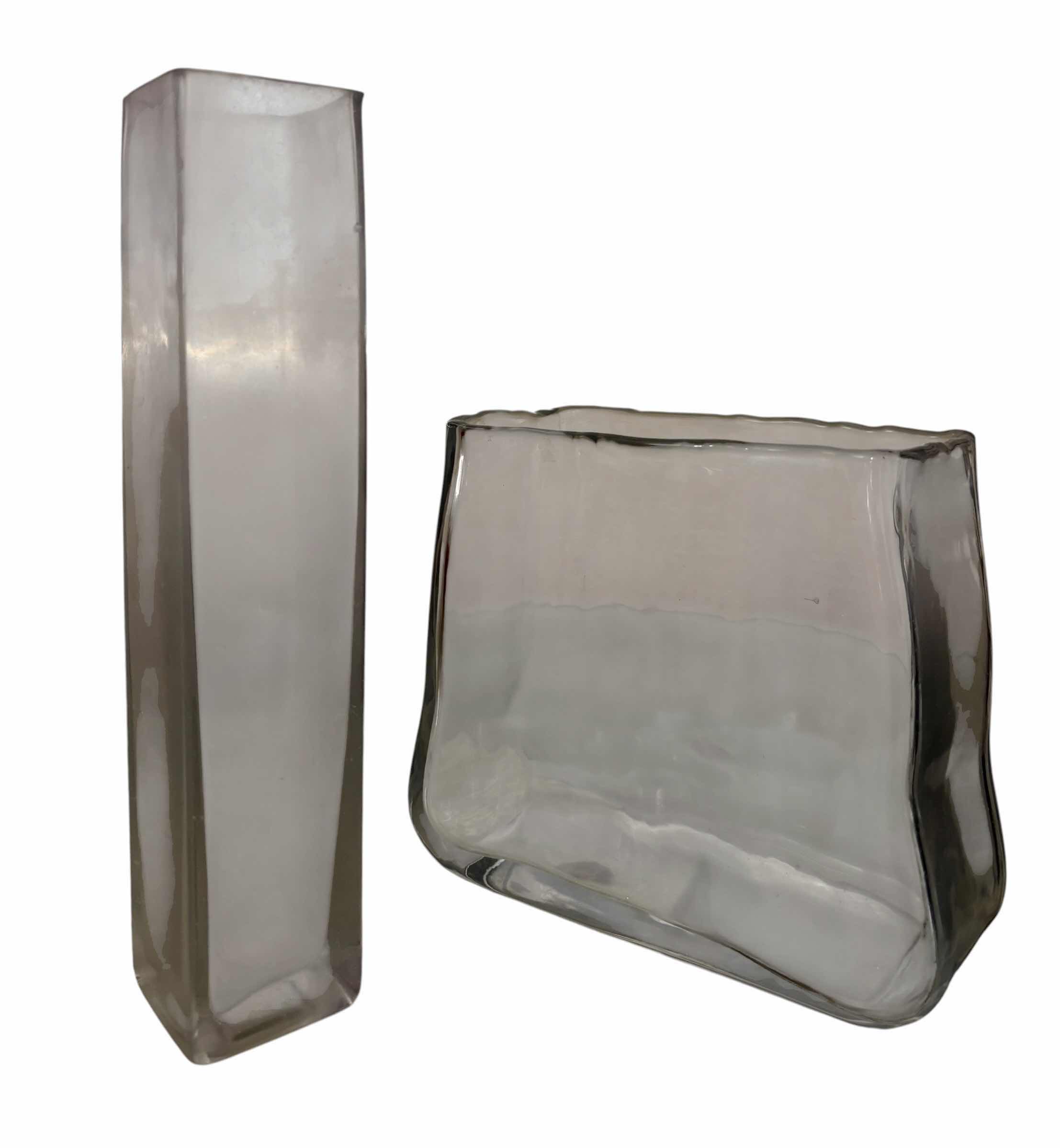 Photo 1 of CLEAR GLASS VASES (4), TALLEST H10”