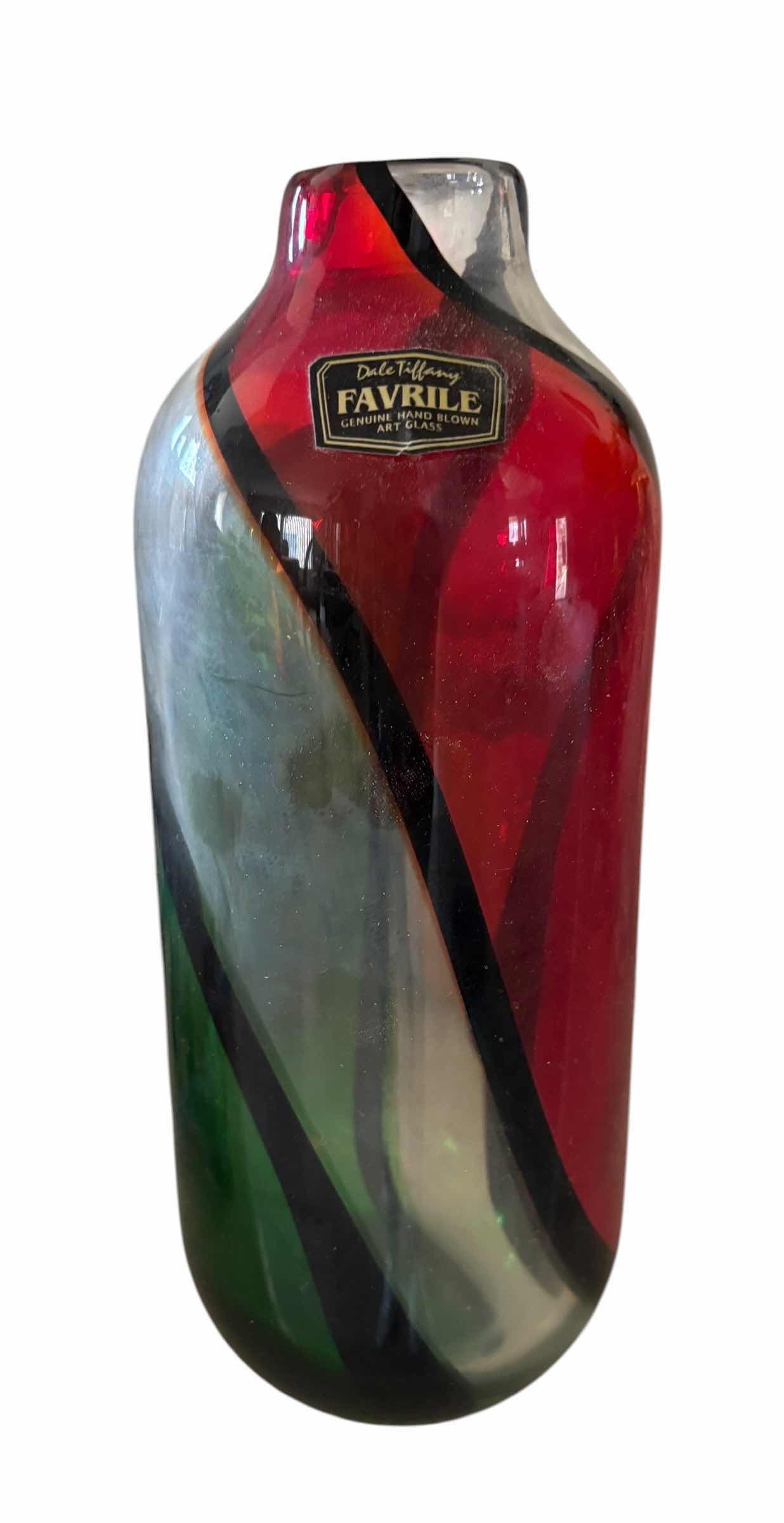 Photo 1 of DALE TIFFANY FAVRILE HAND BLOWN ART GLASS VASE H10”