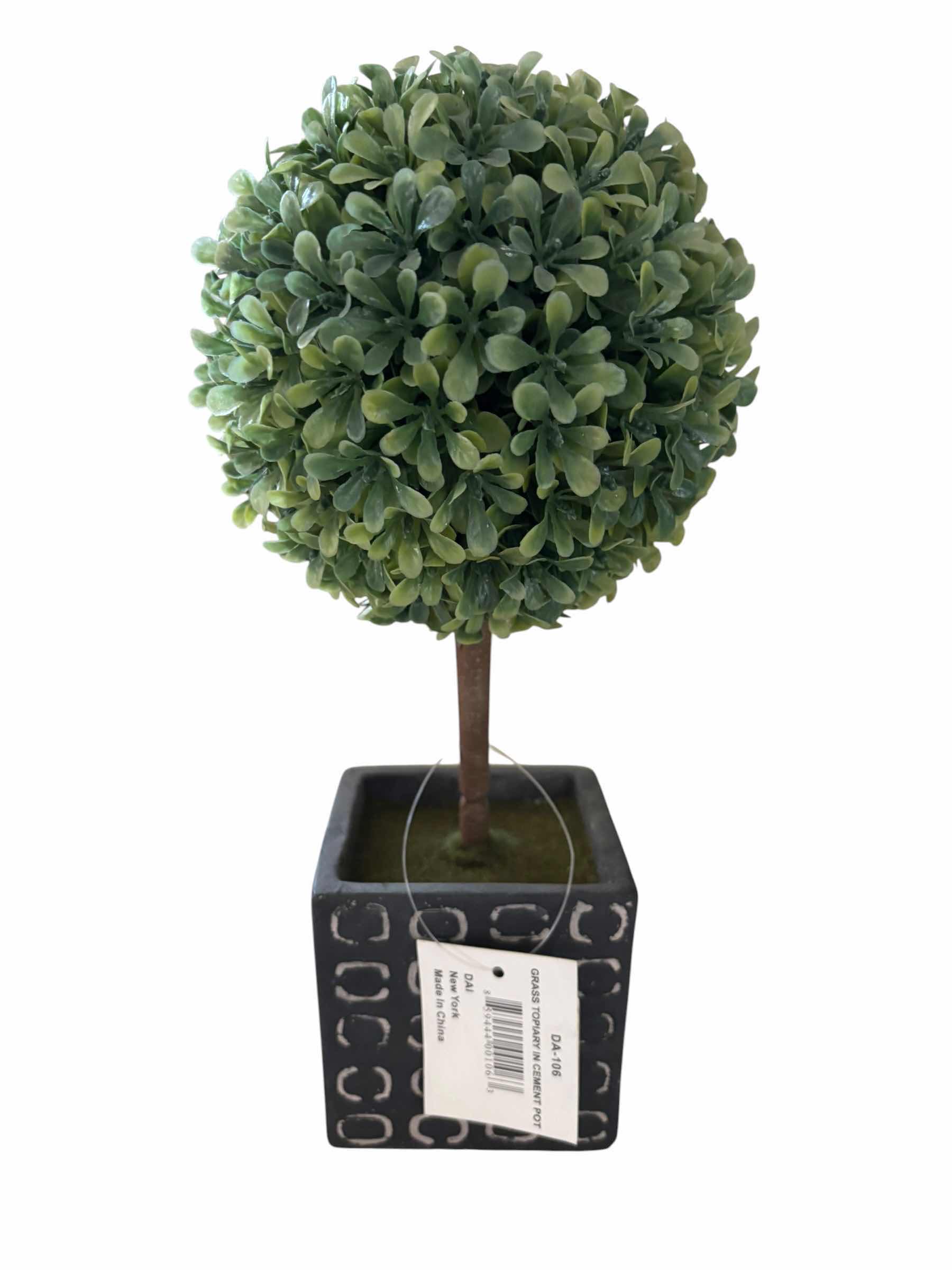 Photo 1 of ARTIFICIAL FLOWERS IN FROSTED GLASS VASE & SMALL ARTIFICIAL TOPIARY PLANT
