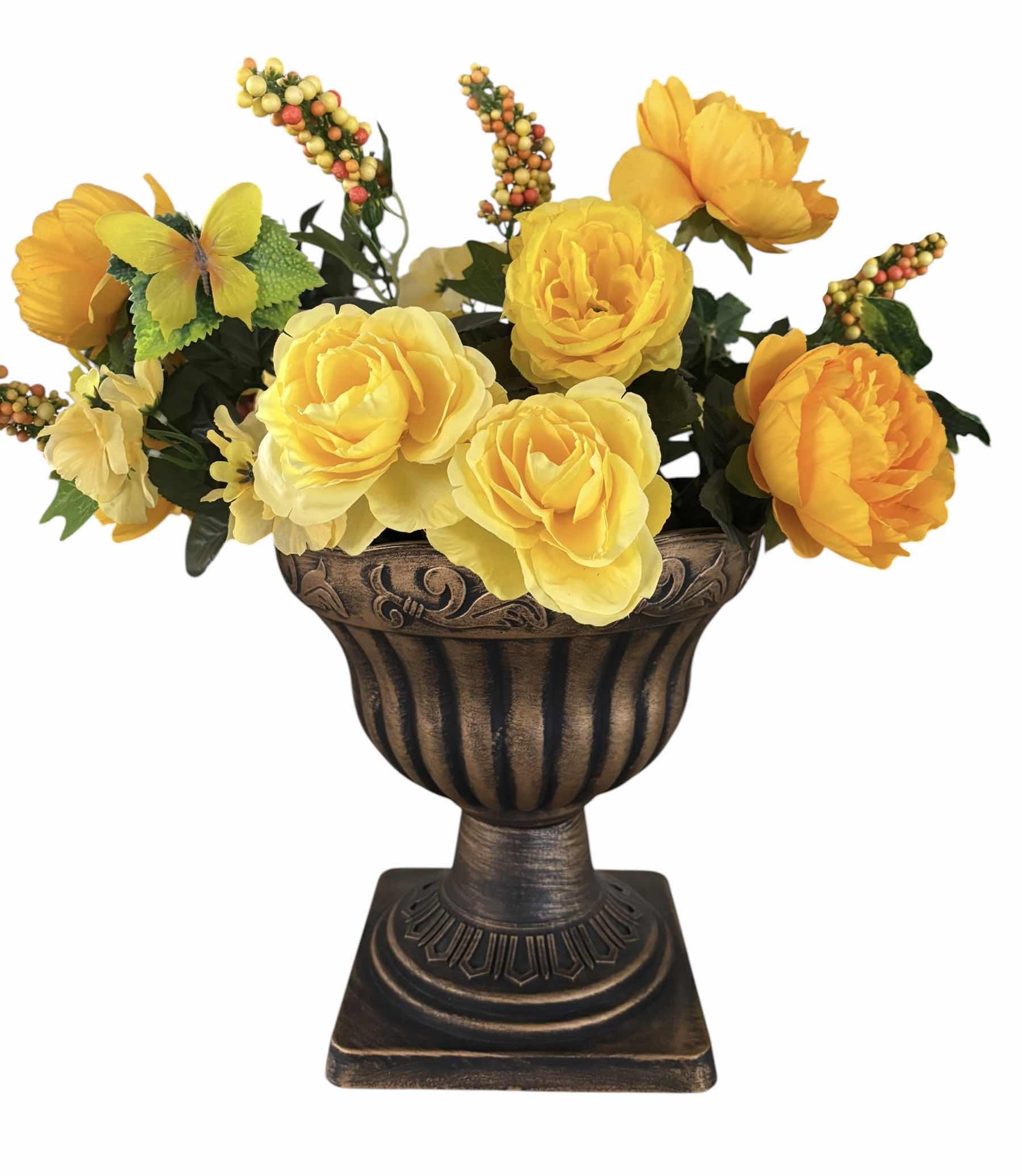 Photo 1 of PLASTIC PLANTER POT WITH ARTIFICIAL FLOWERS H22”