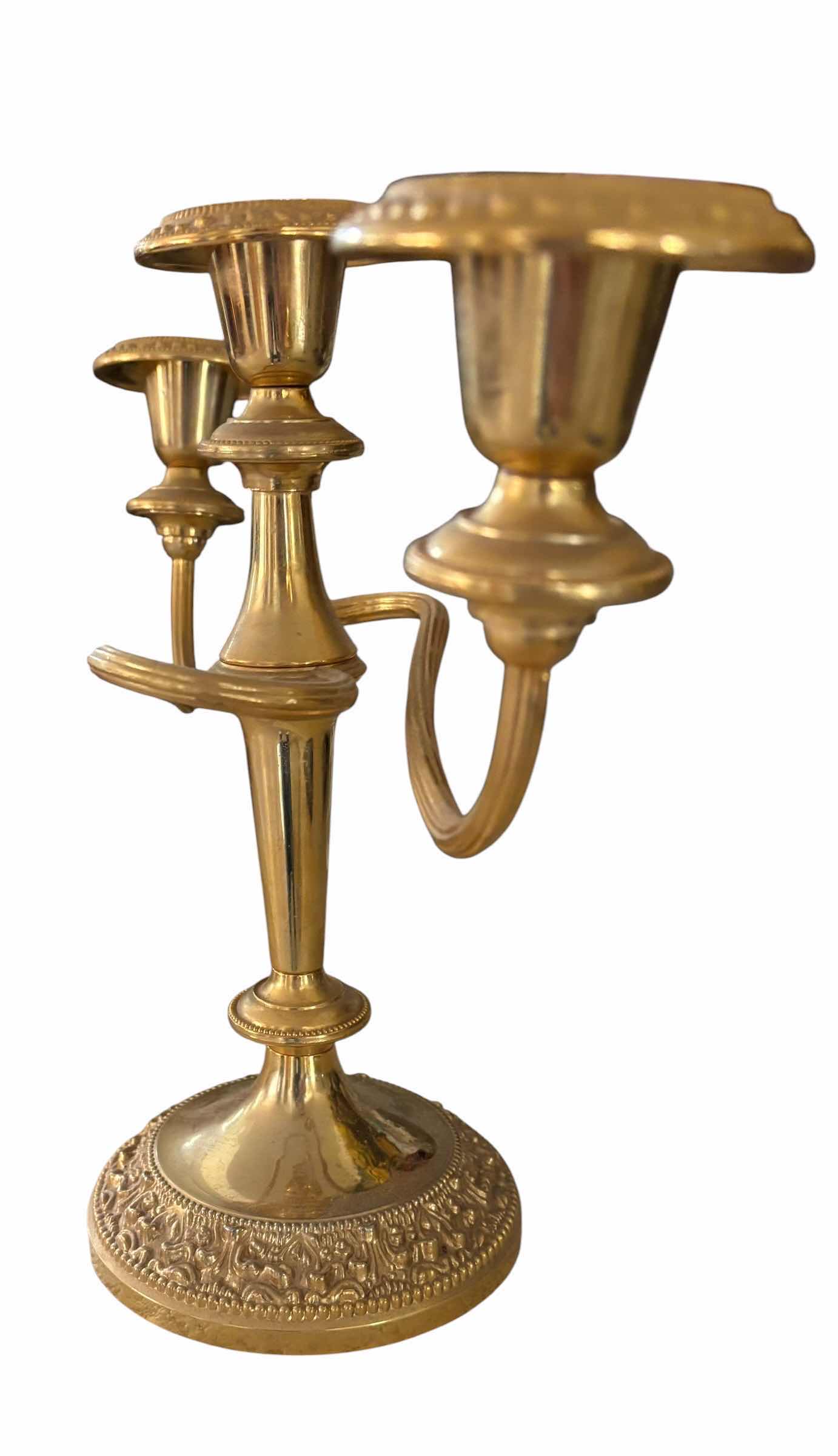 Photo 1 of VINTAGE STYLE GOLD TONE 3-ARM TWISTED CANDELABRA