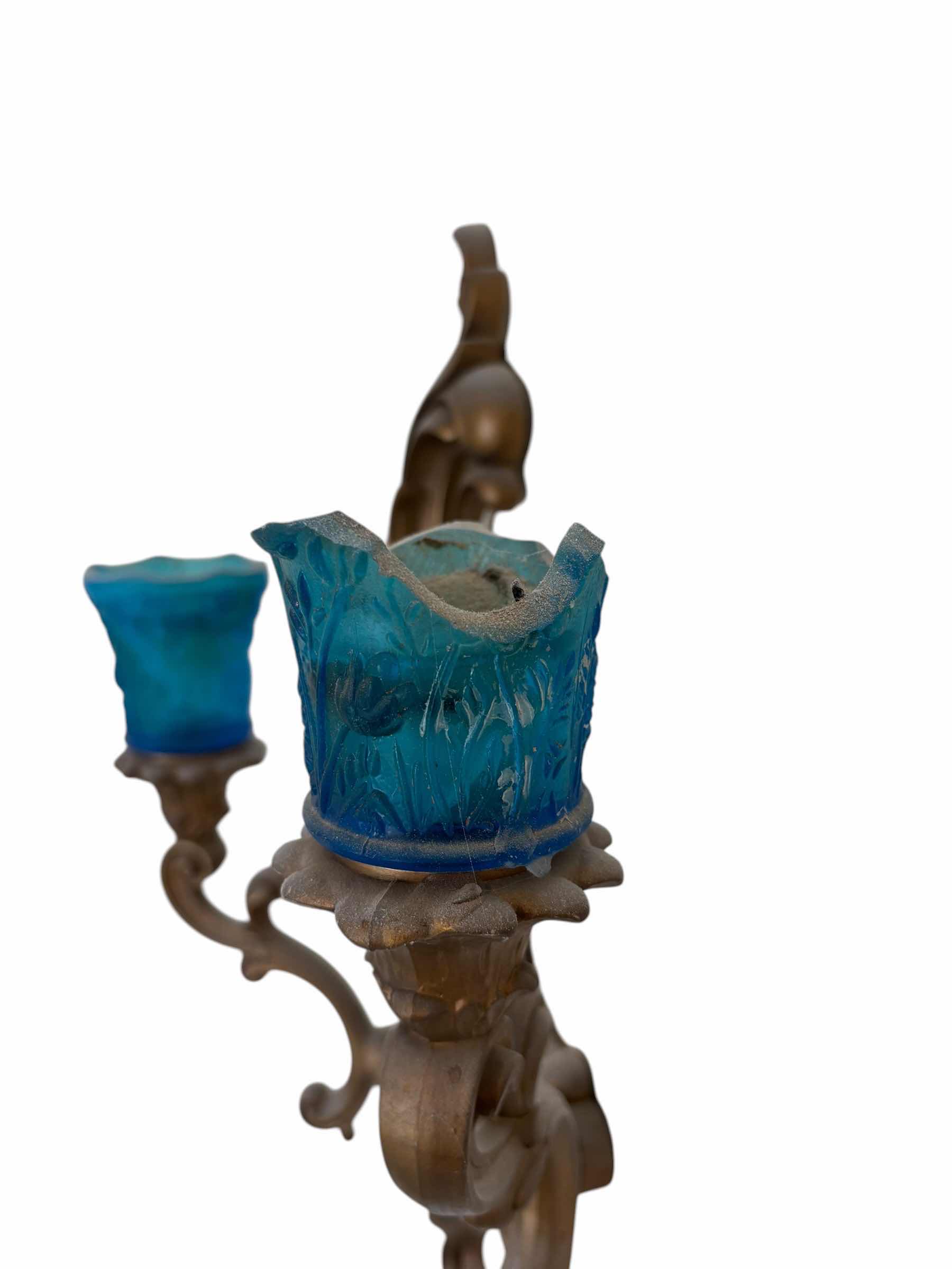 Photo 1 of DECORATIVE WALL SCONCES (2) WITH GLASS CANDLE HOLDERS H15”