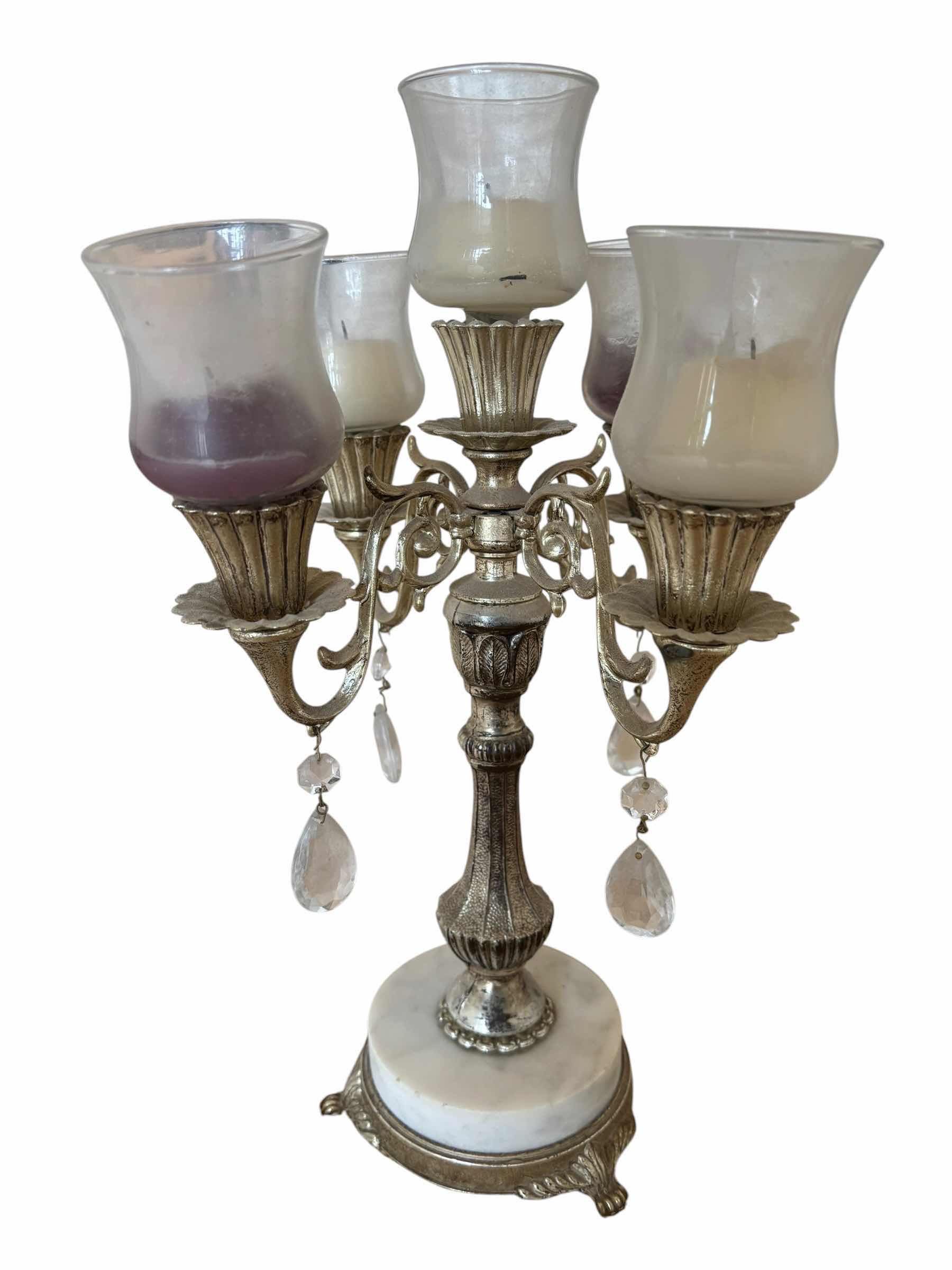 Photo 1 of VINTAGE HOLLYWOOD REGENCY STYLE CANDELABRA WITH MARBLE BASE H15”