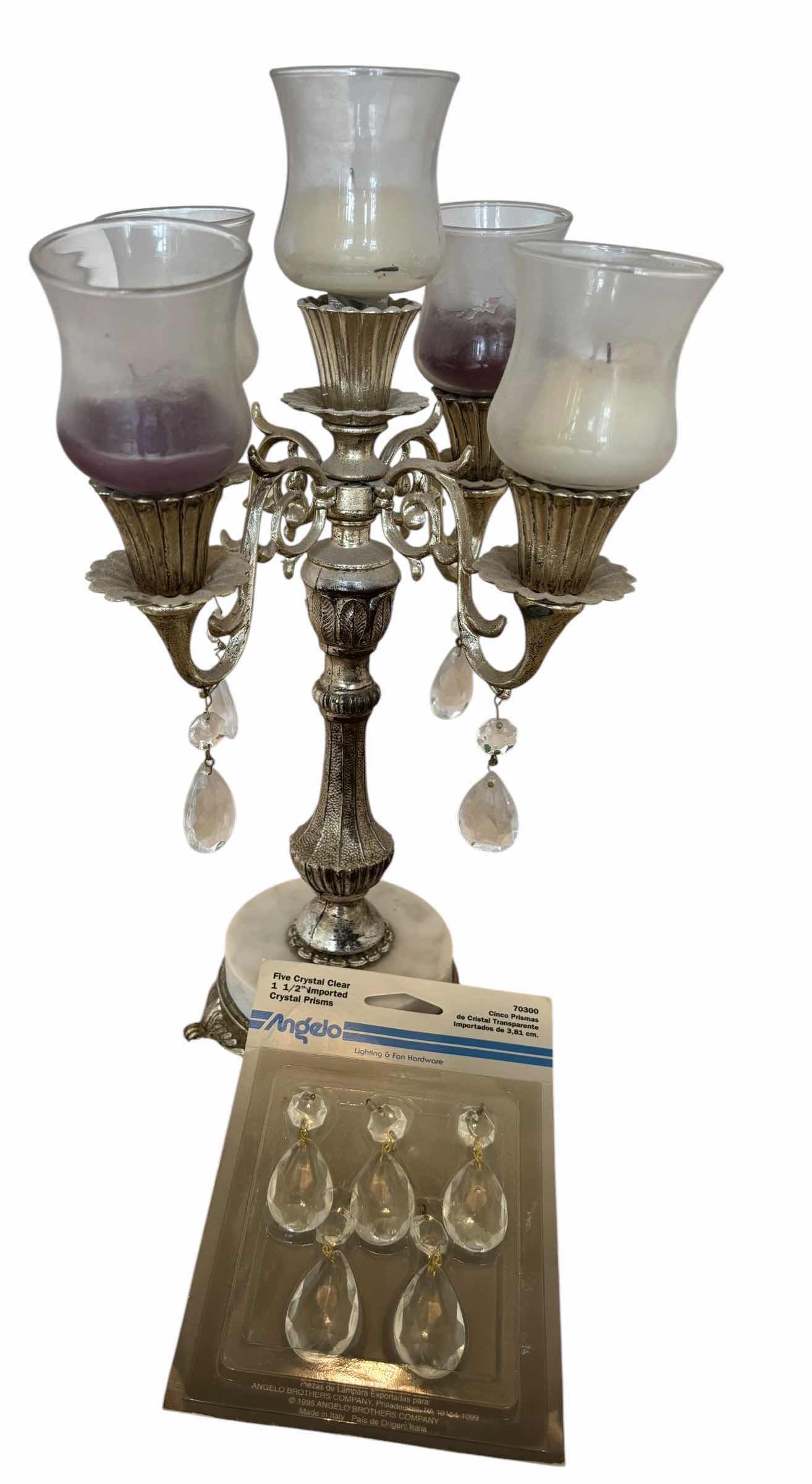 Photo 1 of VINTAGE HOLLYWOOD REGENCY STYLE CANDELABRA WITH MARBLE BASE H15”