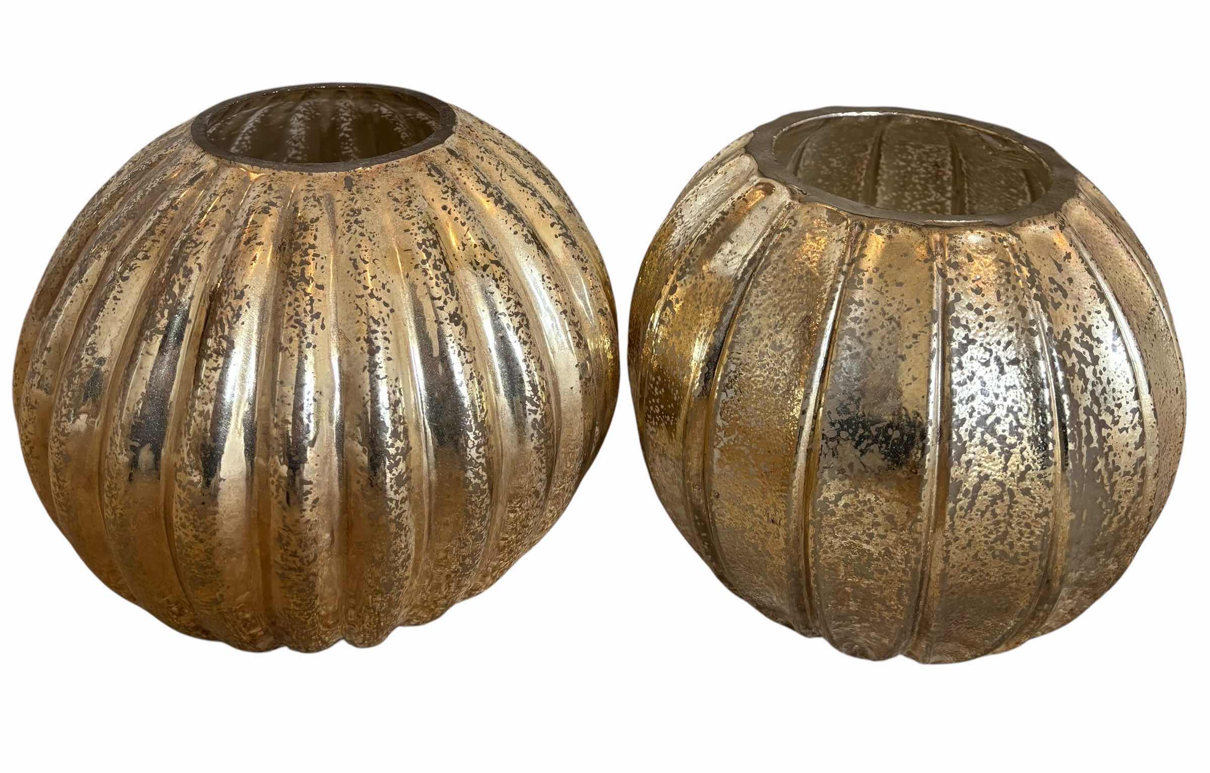 Photo 1 of SPECKLED GOLD TONE DECORATIVE VASES (2) H8”