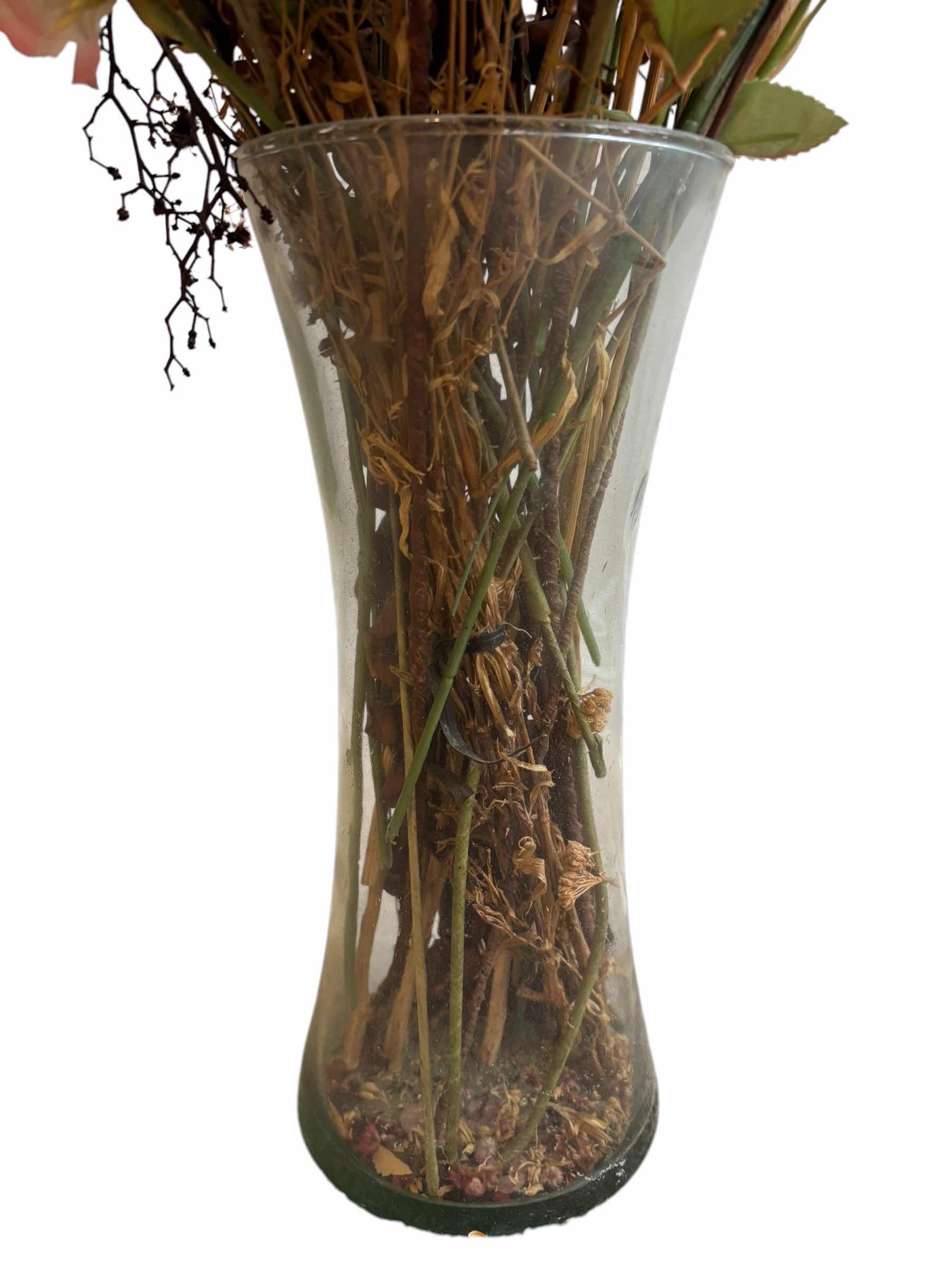 Photo 1 of ARTIFICIAL FLOWERS IN GLASS VASE H29”
