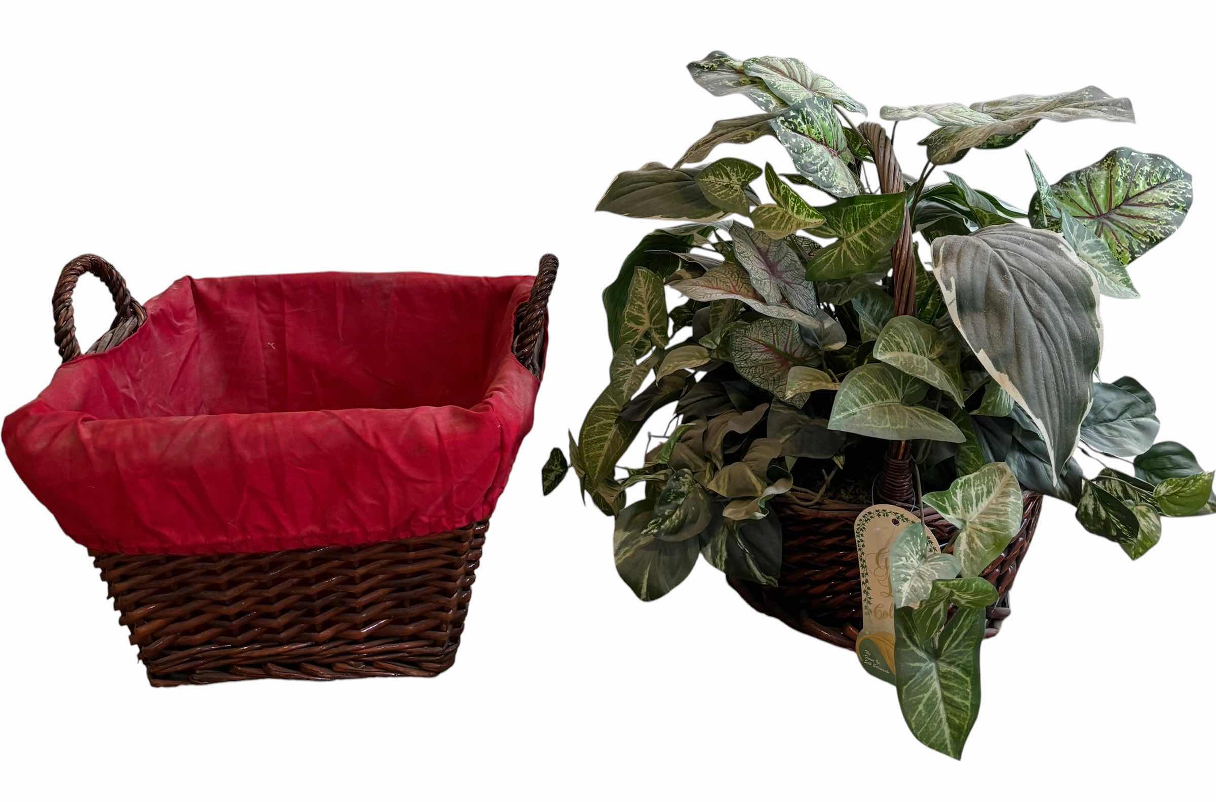 Photo 1 of ARTIFICIAL PLANT IN BASKET WITH ADDITIONAL BASKET