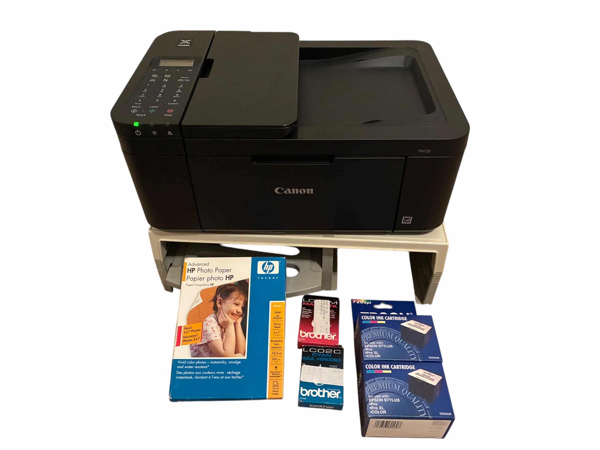 Photo 1 of CANON MULTIFUNCTION PRINTER K10546 W SUPPLIES & MONITOR STAND