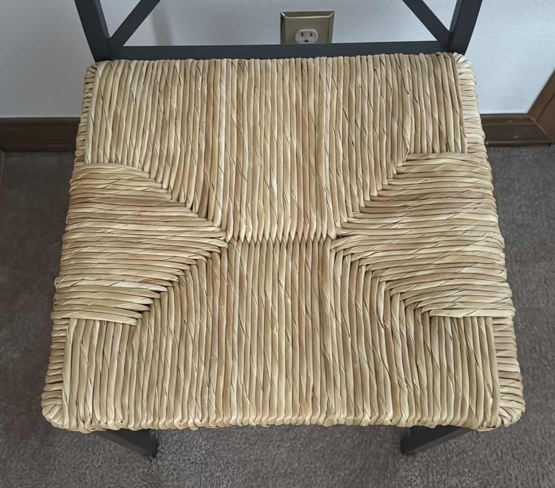 Photo 1 of BLACK METAL CHAIR WITH WOVEN SEAT