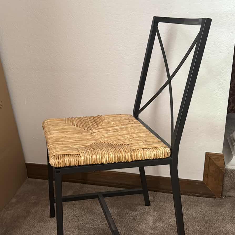 Photo 1 of BLACK METAL CHAIR WITH WOVEN SEAT