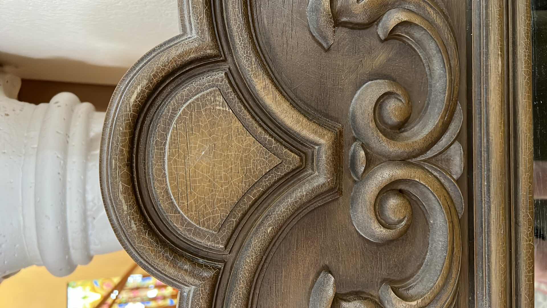 Photo 1 of VINTAGE  WOODEN FRAMED MIRROR   27” x 49”