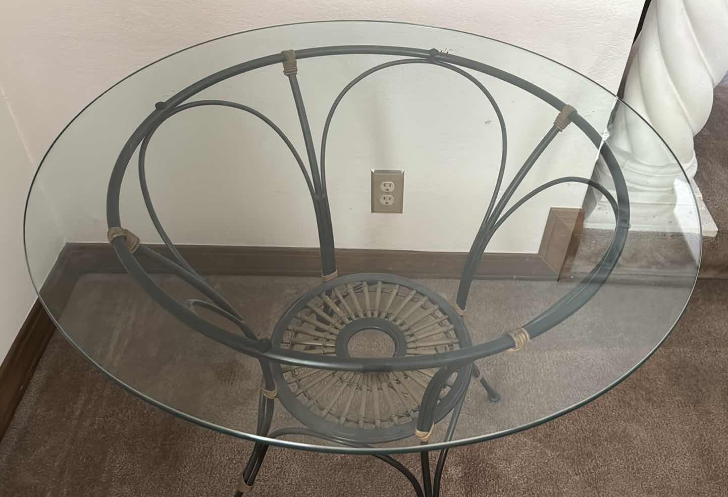 Photo 1 of METAL GLASS TOP TABLE 
30” X 29”H