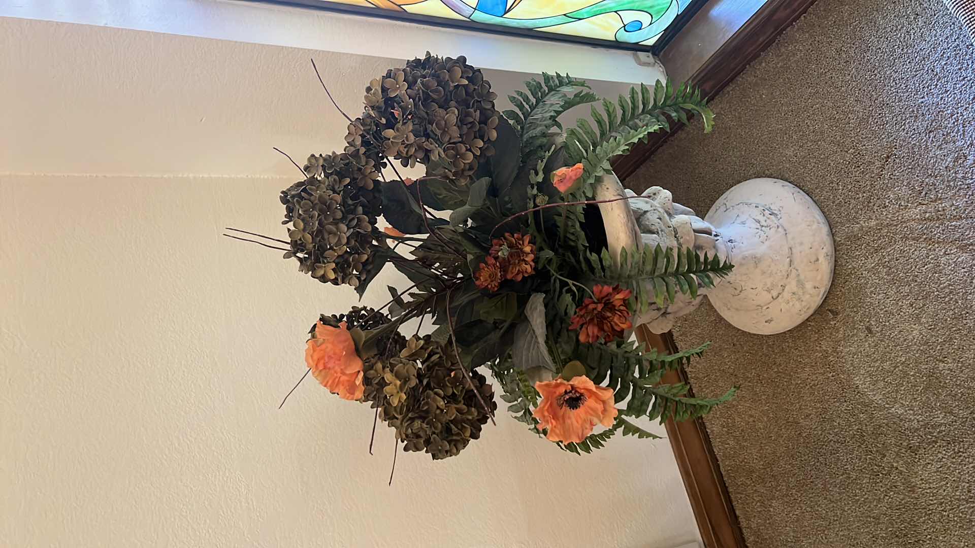 Photo 1 of FAUX FLOWERS IN RESIN VASE W17" H36"