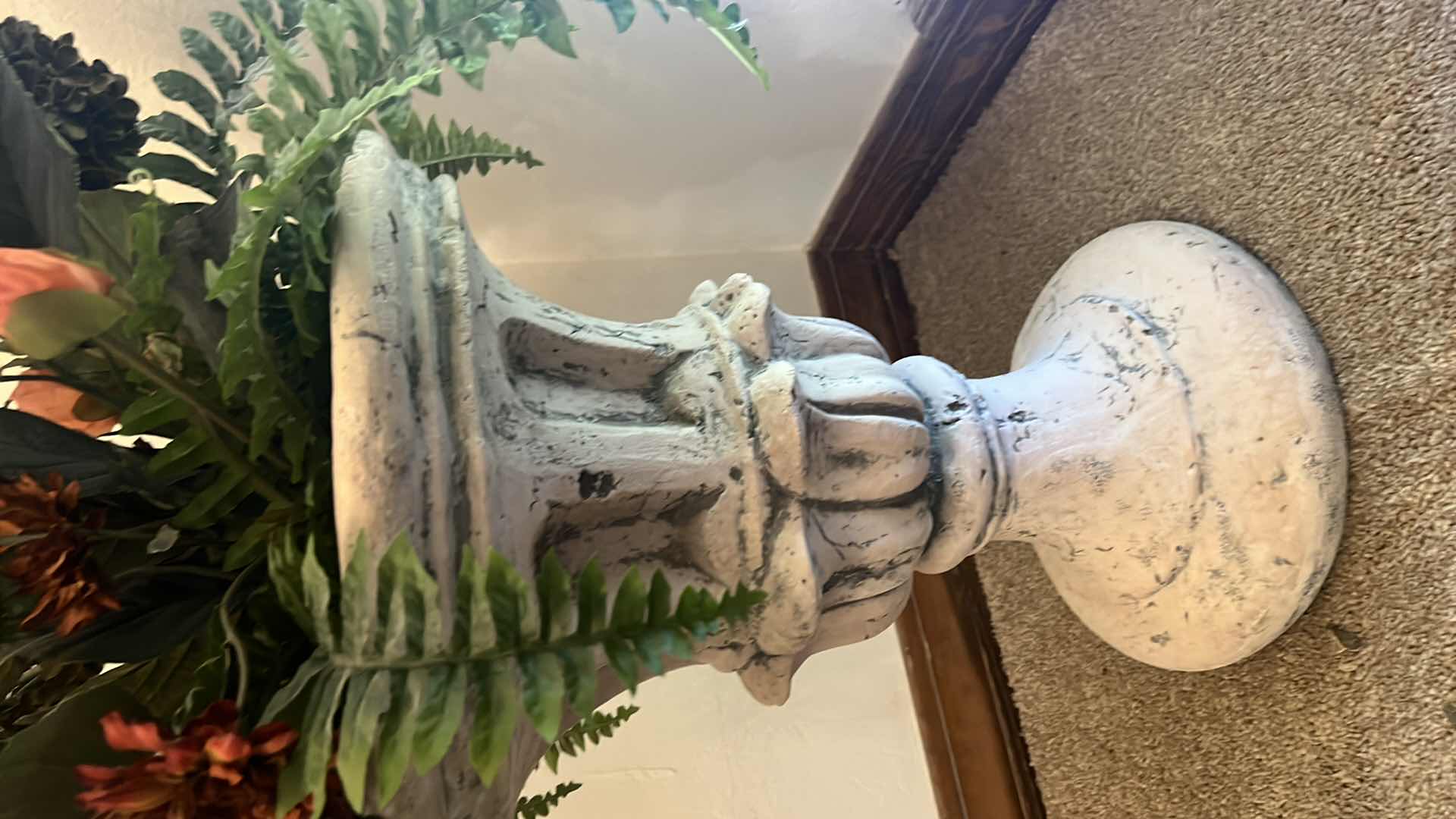 Photo 1 of FAUX FLOWERS IN RESIN VASE W17" H36"