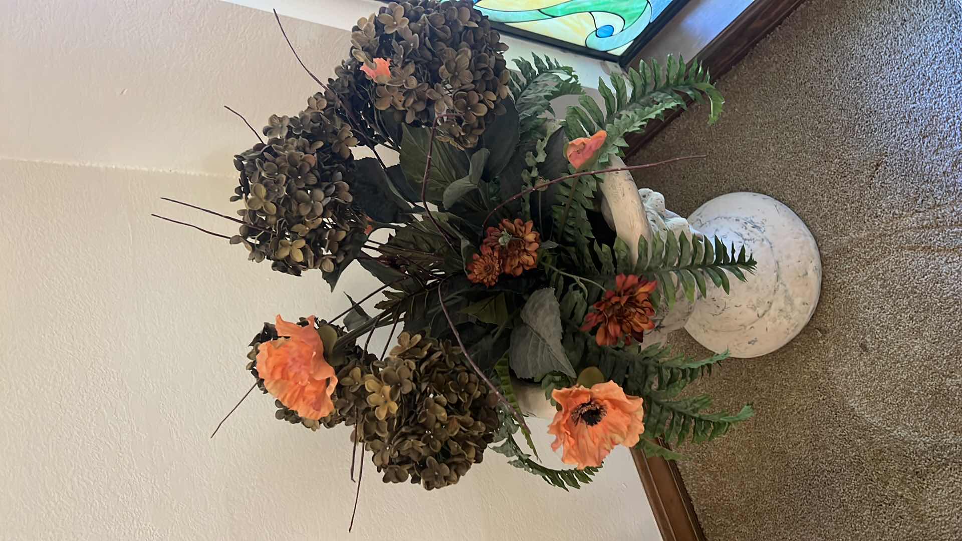 Photo 1 of FAUX FLOWERS IN RESIN VASE W17" H36"