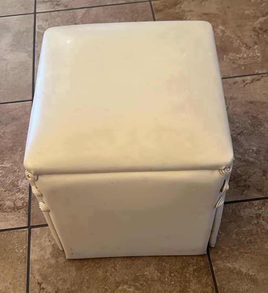 Photo 1 of OFF WHITE LEATHER STOOL 15" x 15" H17"