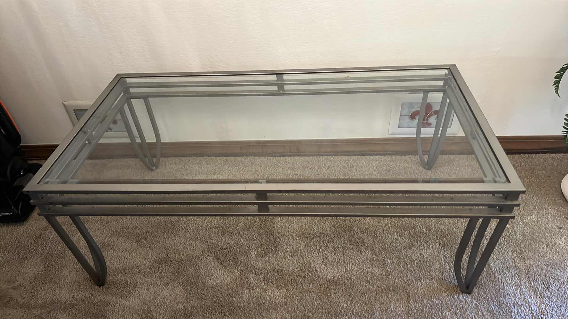 Photo 1 of TEMPERED GLASS TOP SILVER METAL COFFEE TABLE 40" x 26" H19"